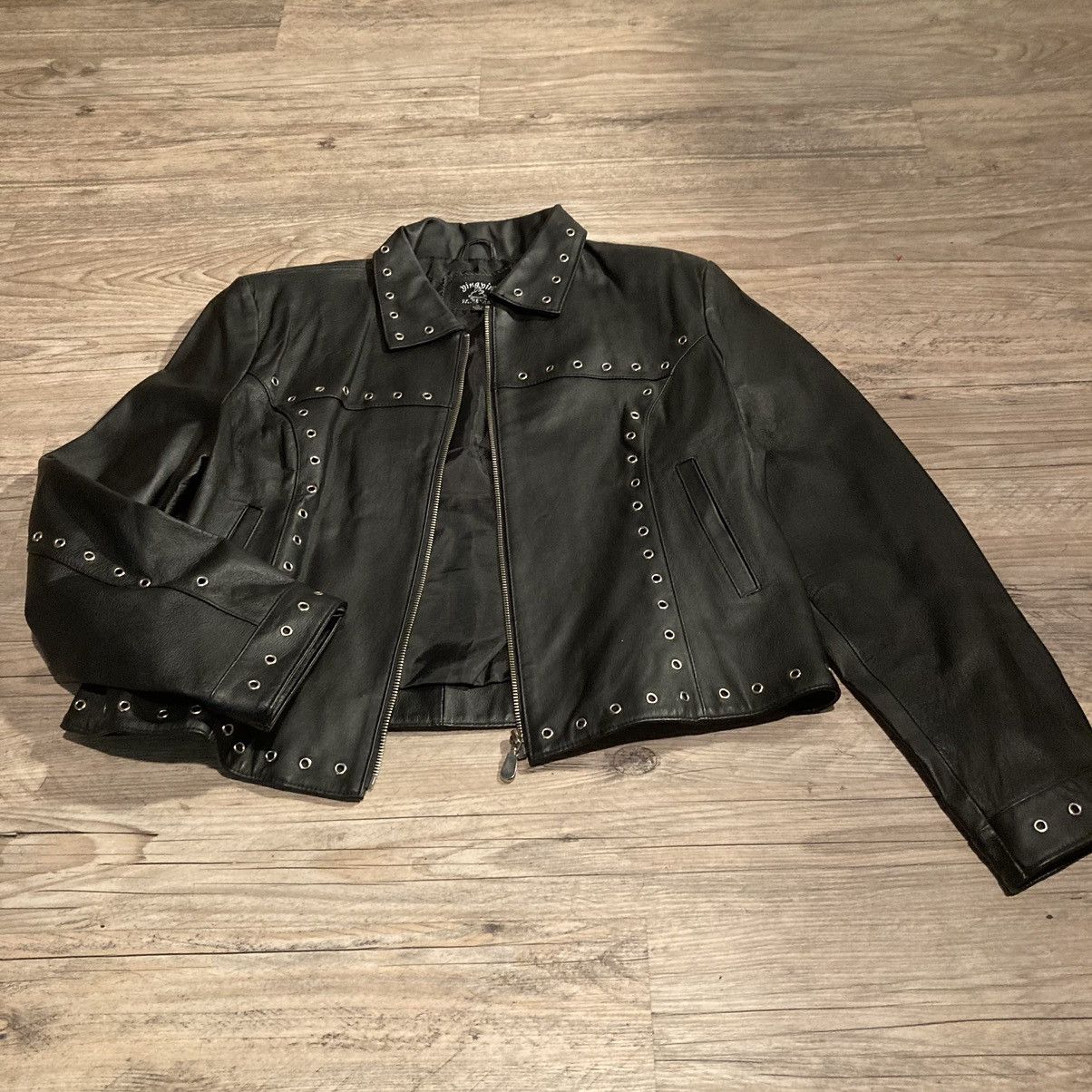 Vintage Vintage Punk Leather Zip biker Jacket with Grommets | Grailed