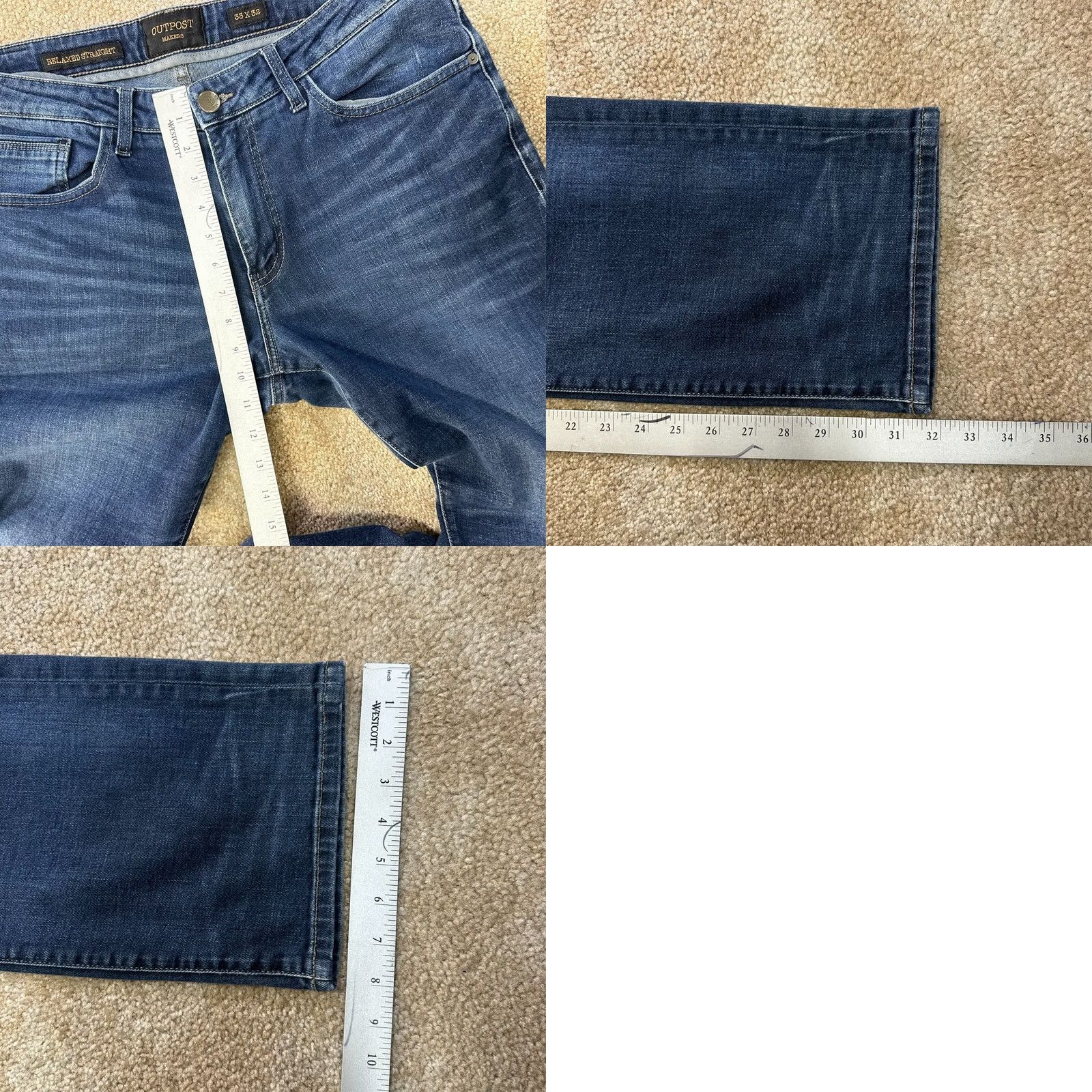 Vintage Outpost Makers Relaxed Straight Jeans Men’s 33x32 Denim Blue Size US 33 - 8 Thumbnail