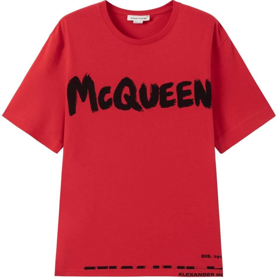 Alexander McQueen o1w1db10725 Logo Print T-Shirt in Red Size US XL / EU 56 / 4 - 2 Thumbnail