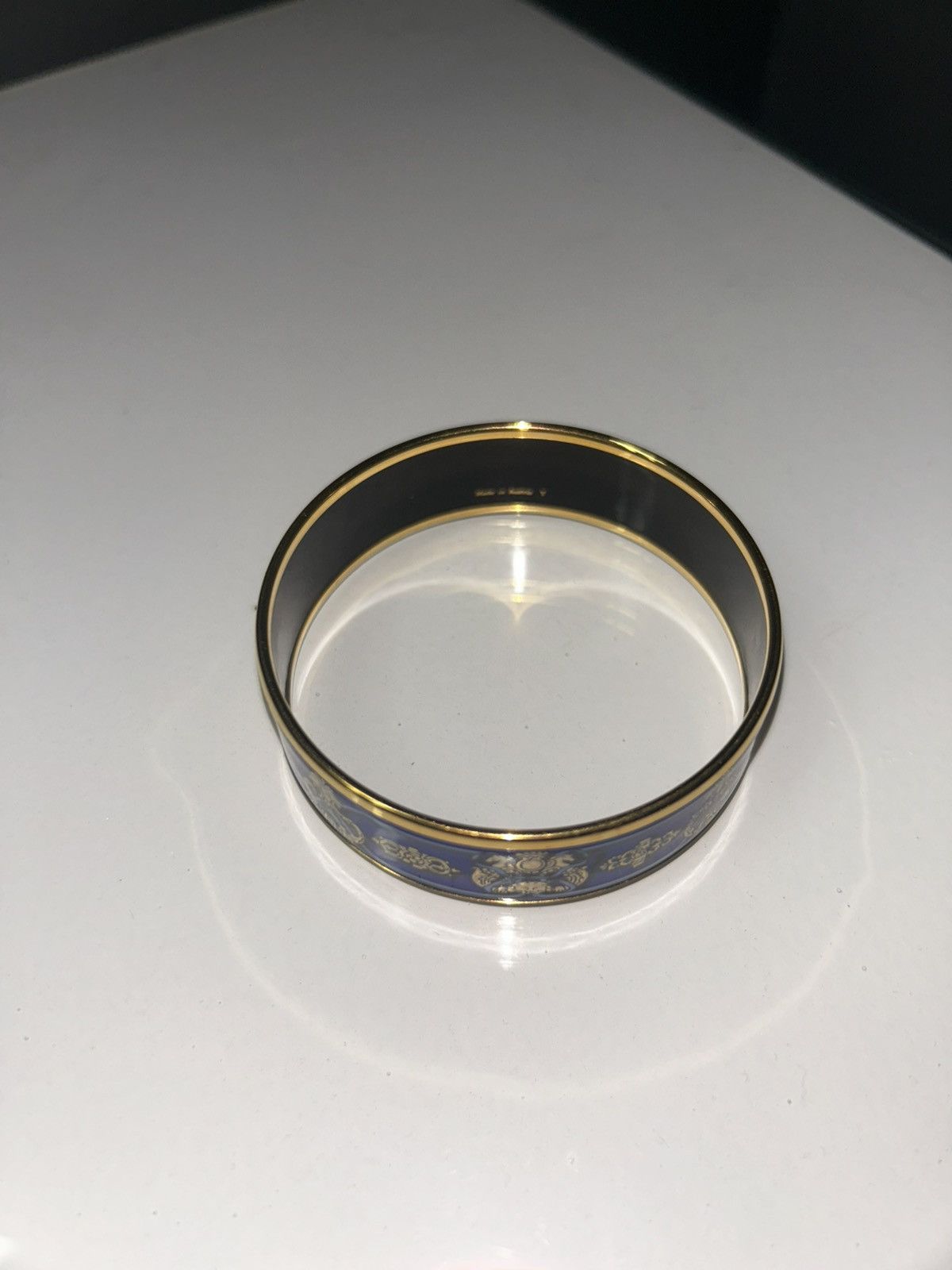 Hermes Hermes Emaille Blue Enamel Gold Plated Bangle Bracelet w Box Size ONE SIZE - 7 Thumbnail