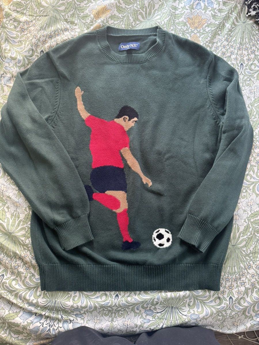 image of Only Ny Soccer Knit Sweater in Green, Men's (Size Large)