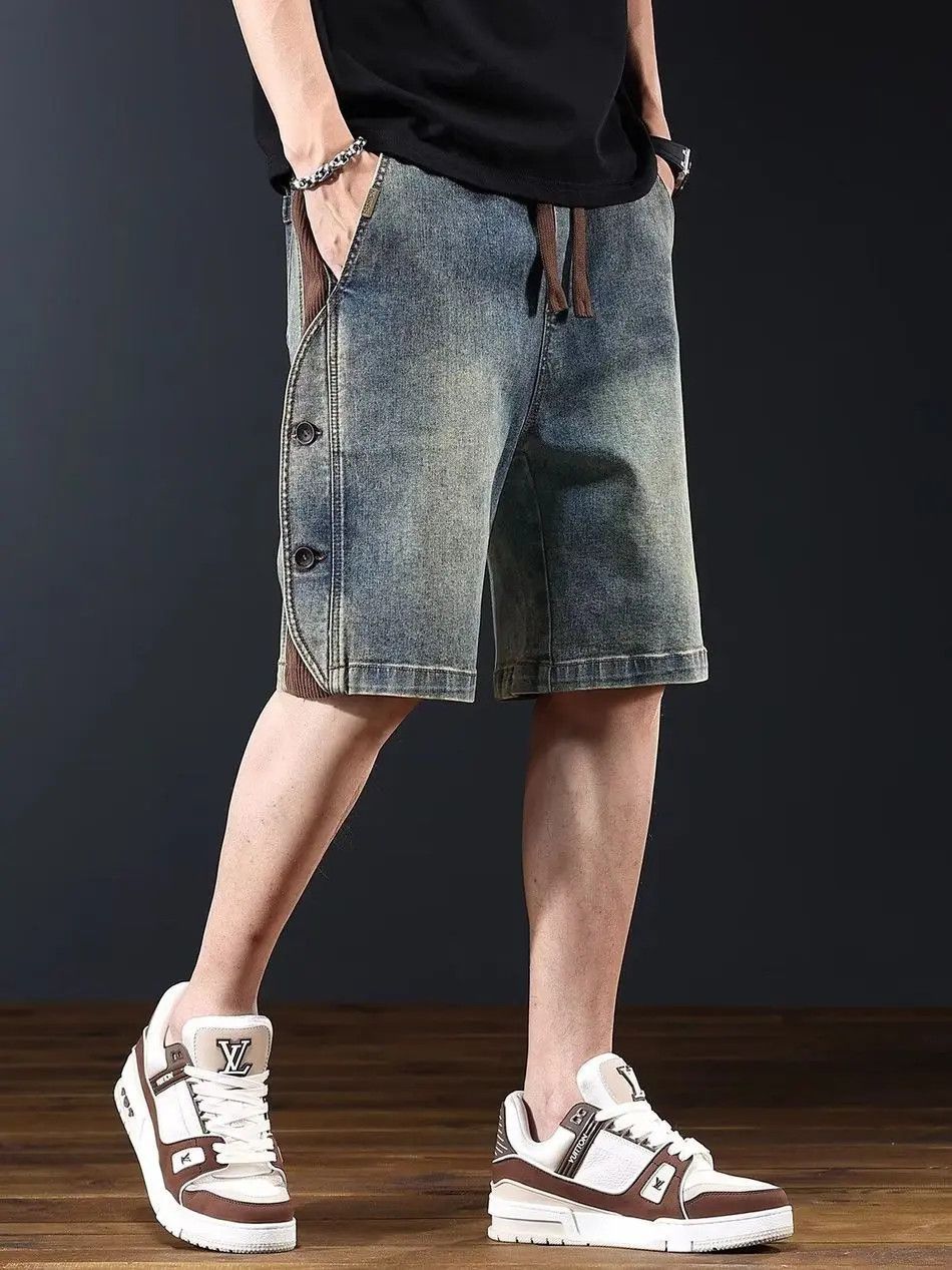 Japanese Brand Retro loose casual patchwork denim shorts Size US 32 / EU 48 - 5 Thumbnail