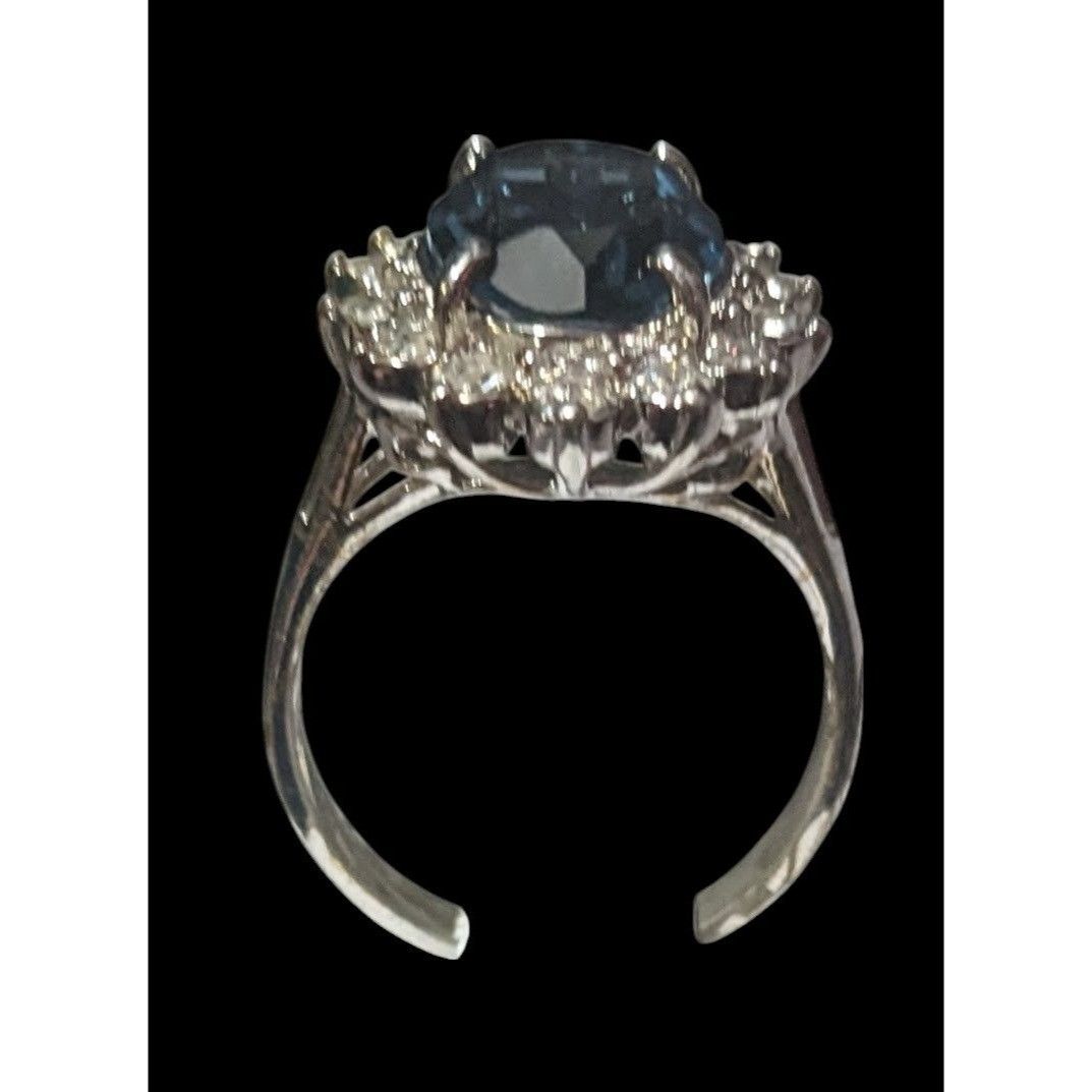 Other Elegant Whimsical Faux Sapphire Silver Tone Halo Ring Size 9 Size ONE SIZE - 10 Thumbnail