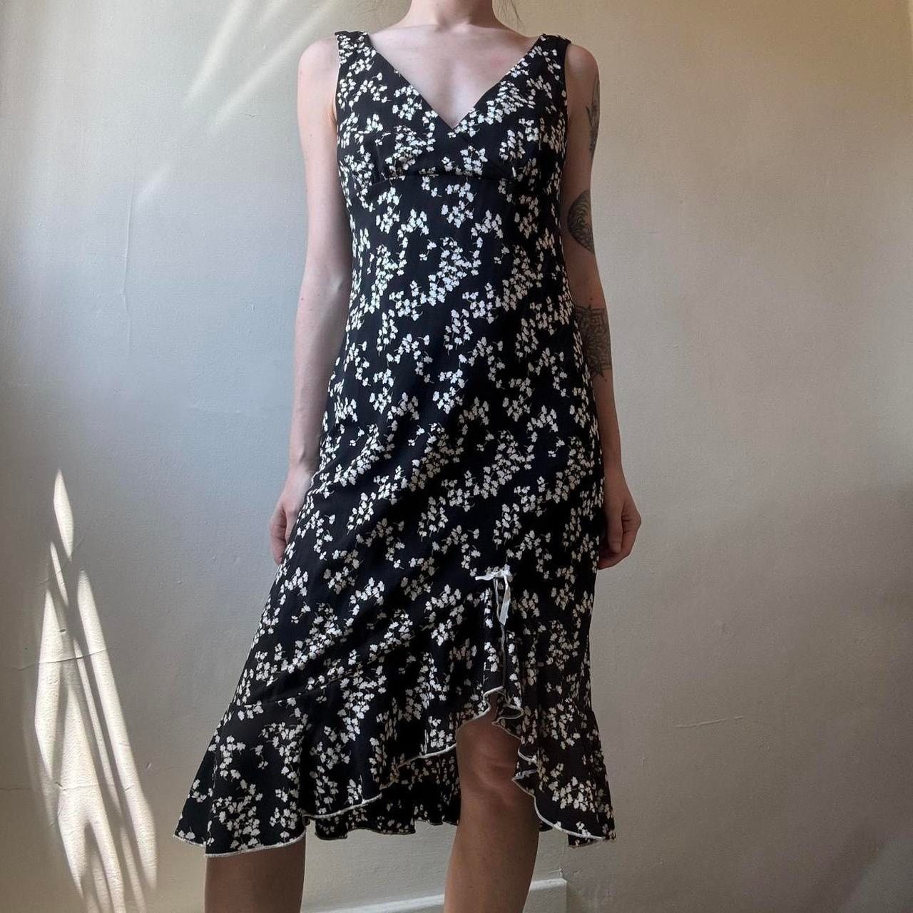 Vintage Vintage Jodi Kristopher Black Floral Midi Dress Medium Y2K Size M / US 6-8 / IT 42-44 - 2 Thumbnail