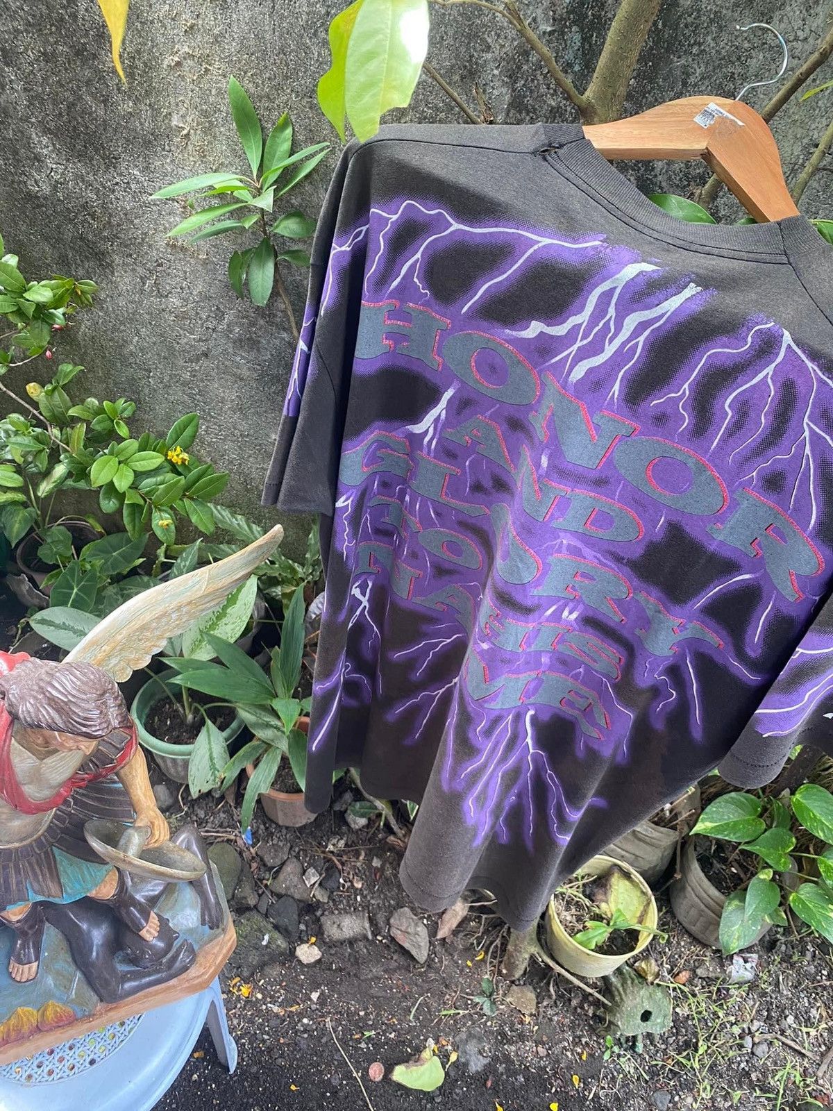 Vintage 90s Great God Lightning All Over Print Jesus Tee Size US XL / EU 56 / 4 - 4 Thumbnail