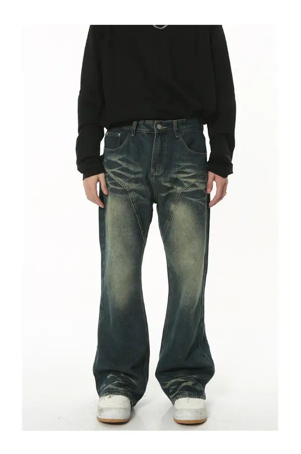 Japanese Brand Vintage washed distressed flared straight jeans Size US 32 / EU 48 - 1 Thumbnail