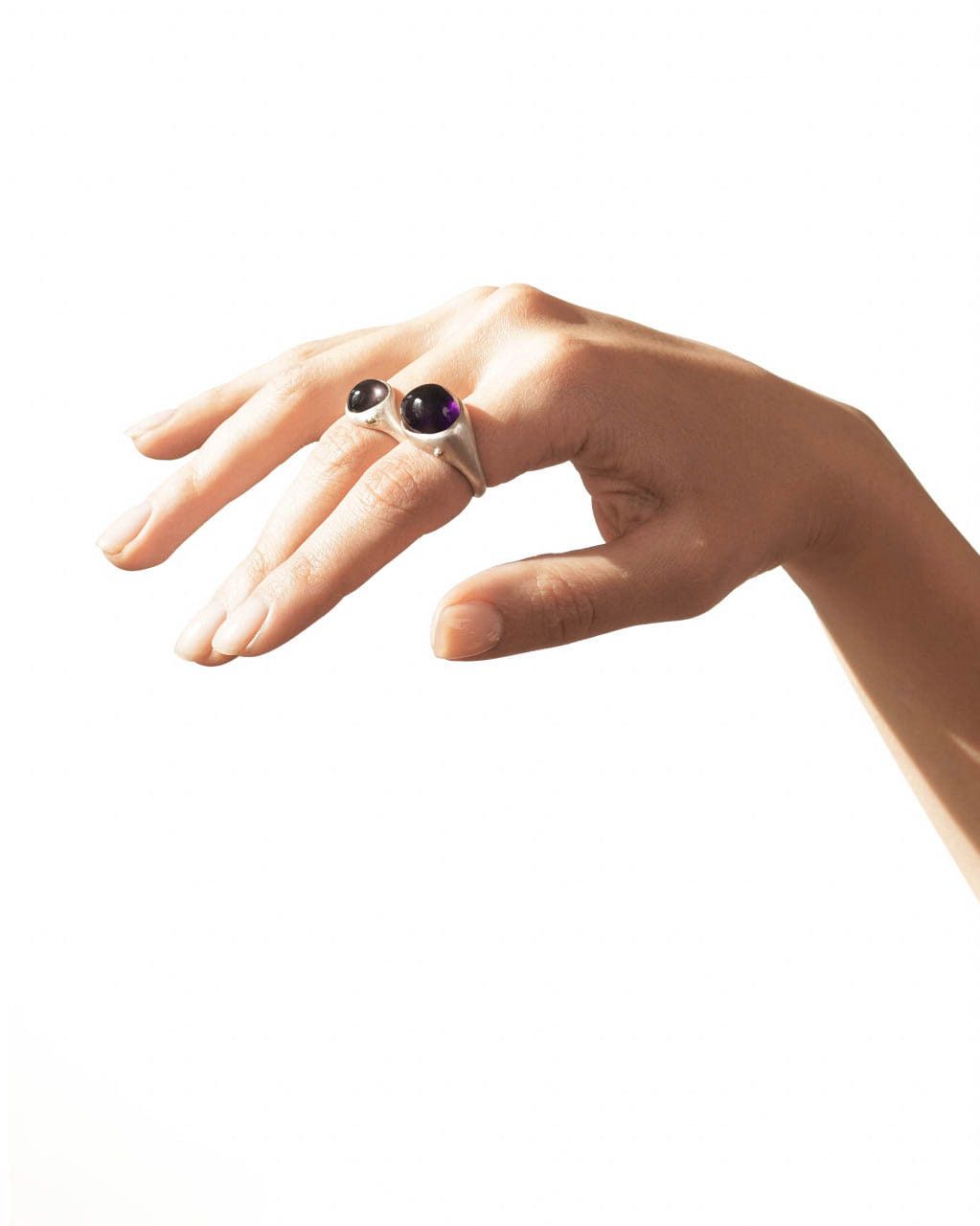Other KAI / Silver Amethyst Ring - Hand-Cut Cabochon Size ONE SIZE - 4 Thumbnail