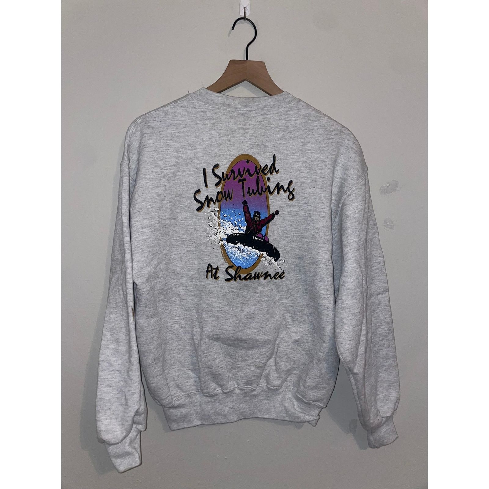 Jerzees Vintage Shawnee Mountain Sweatshirt Snow Tubing Stained 90s Size US M / EU 48-50 / 2 - 1 Thumbnail