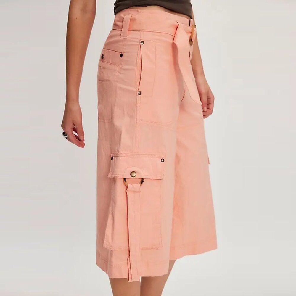 Free People NWT New $178 Free People Tidal Wave Cropped Coral Pink Pant Size 25" / US 0 / IT 36 - 2 Thumbnail
