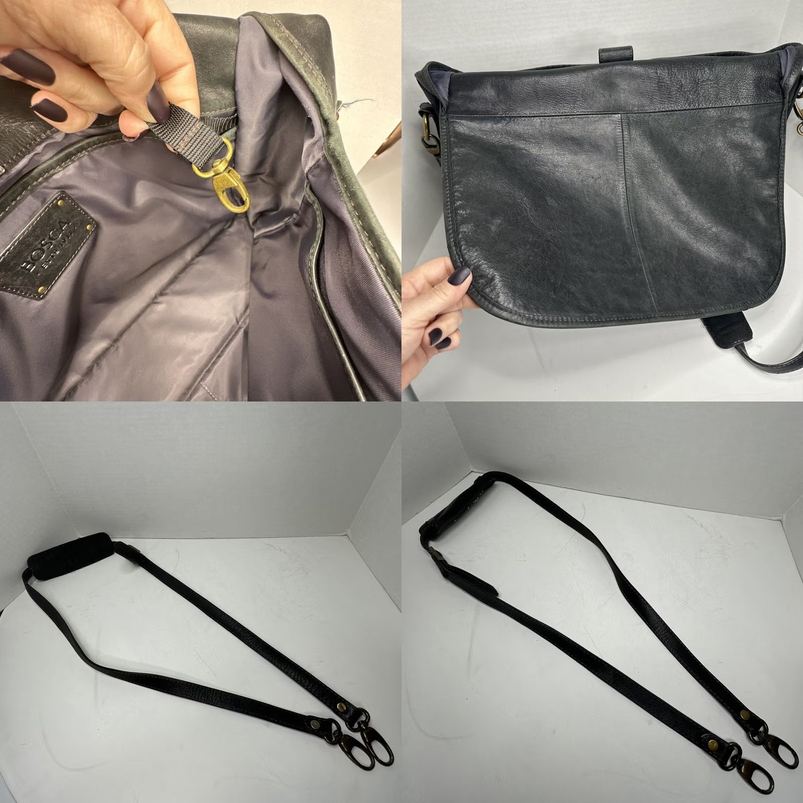 Bosca VINTAGE Bosca Leather Messenger Laptop Bag Black W/ Shoulder Strap Crossbody Size ONE SIZE - 10 Thumbnail