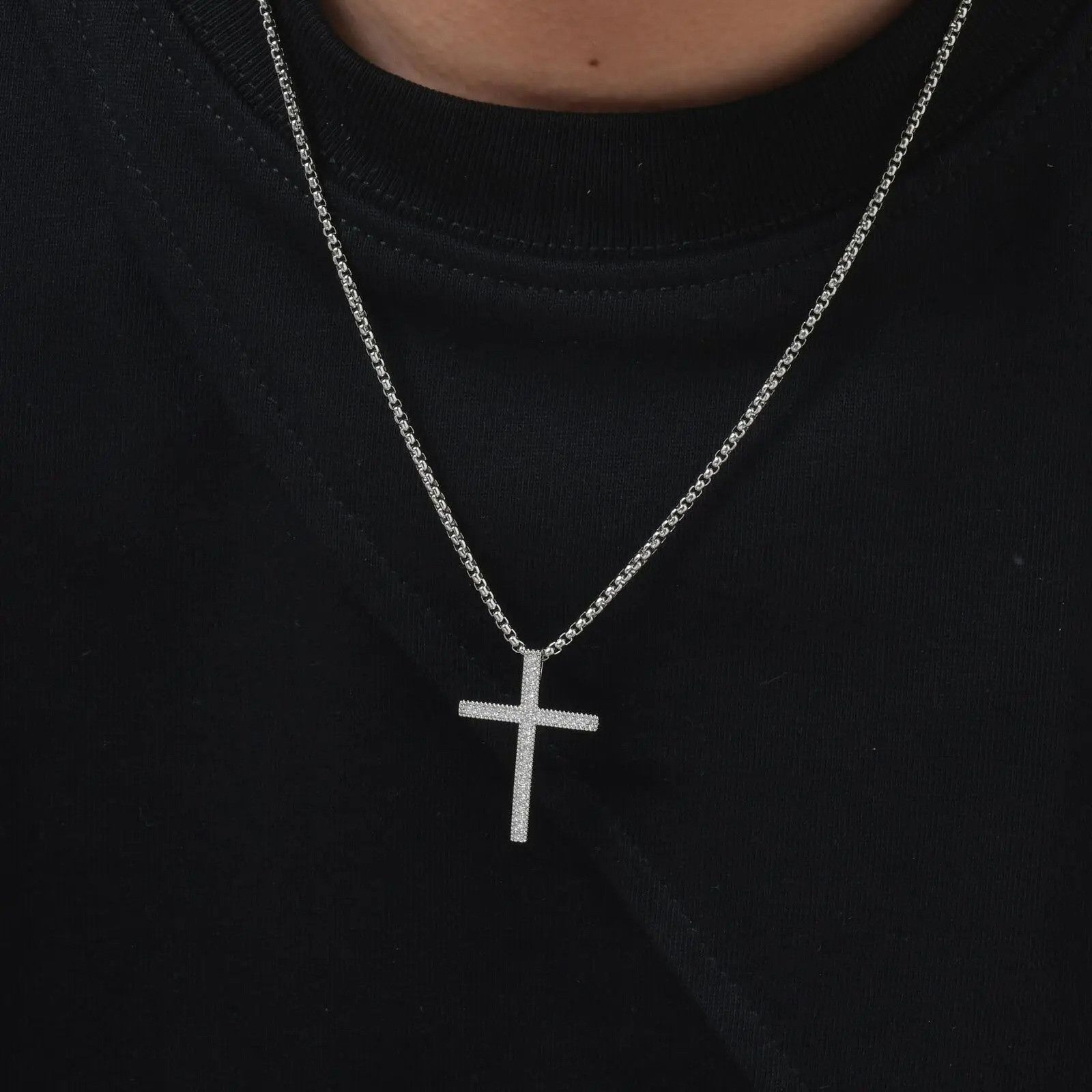 Jewelry Zircon Cross Pendant Necklace Size ONE SIZE - 2 Thumbnail