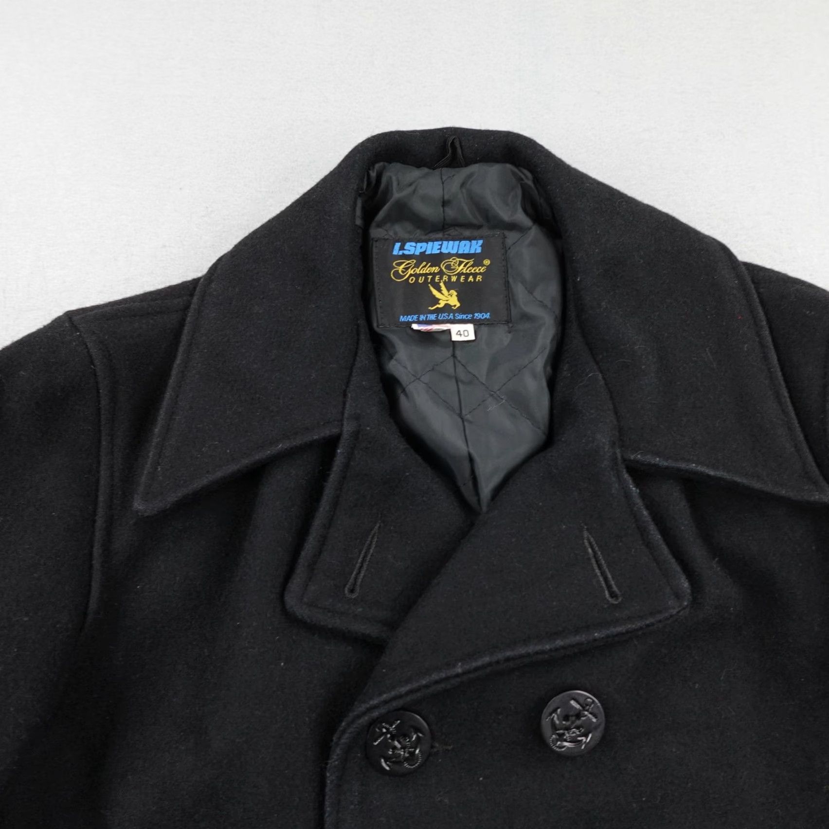 Vintage VINTAGE Spiewak Jacket Mens 40 Wool Blend Golden Fleece Pea Coat Navy Quilted Wool Coat Black Button Pockets Insulated Lined Size US XXS / EU 40 - 2 Thumbnail