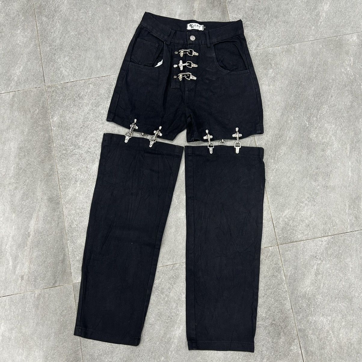 Japanese Brand MAD-Punk Buckle Black Jeans Size US 27 - 2 Thumbnail