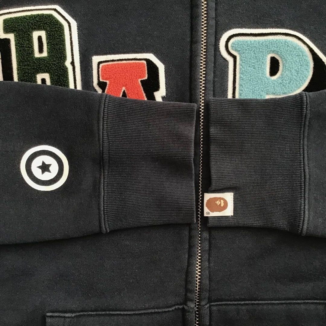 BAPE logo multi fonts shark full zip hoodie a bathing ape