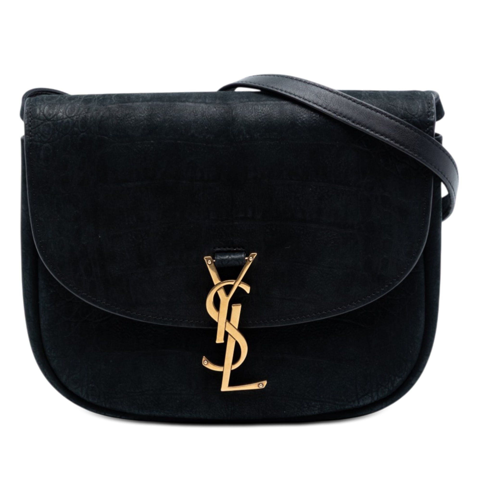 Saint Laurent Paris Medium Croc Embossed Nubuck Monogram Kaia Crossbody Size ONE SIZE - 1 Thumbnail
