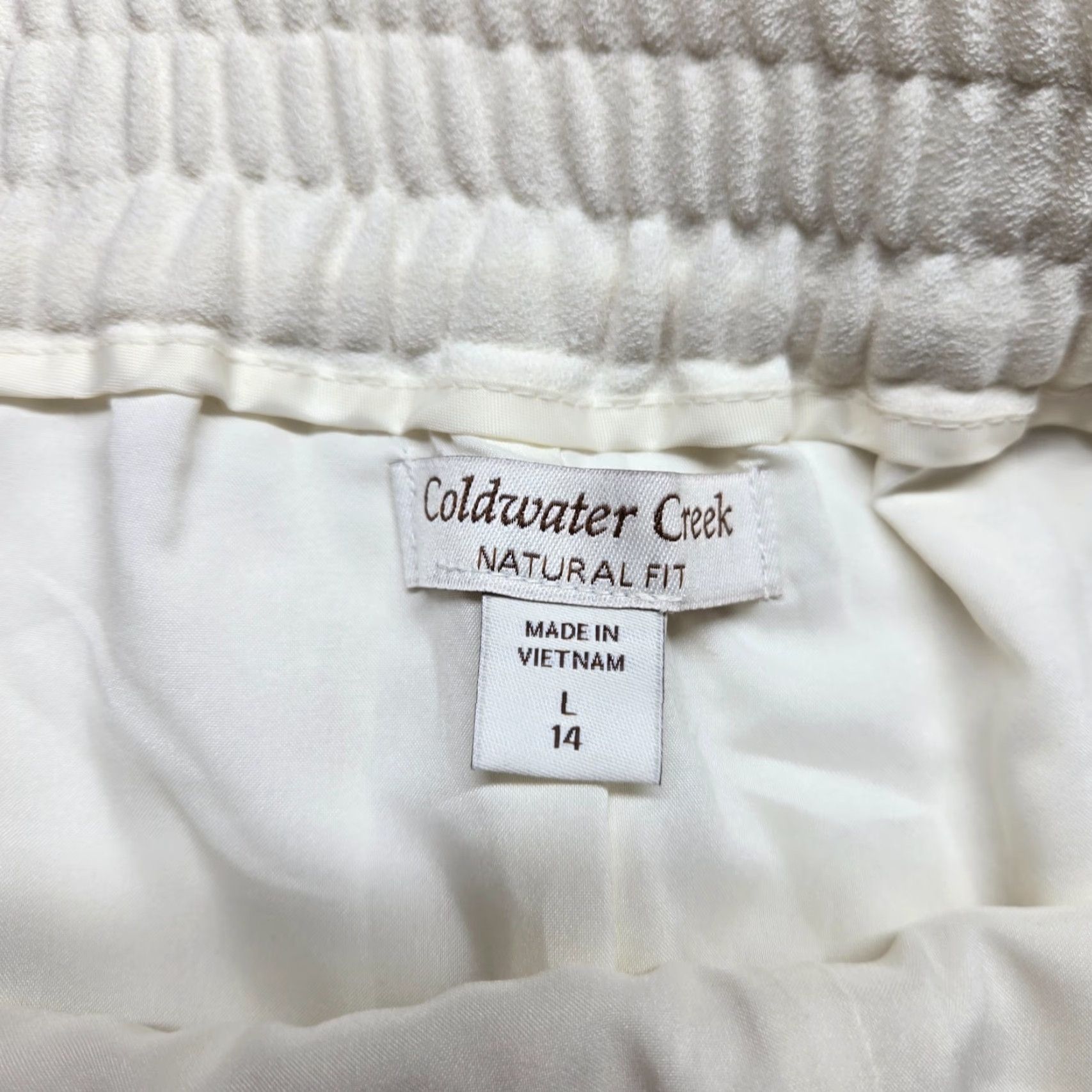 Coldwater Creek VINTAGE Coldwater Creek Pants Wide Leg Adult Regular L Ivory Solid Knit Polyester Cotton Pull On 30 In Inseam Summer Spring Fall Athleisure Womens Size 36" / US 14 / IT 50 - 3 Thumbnail