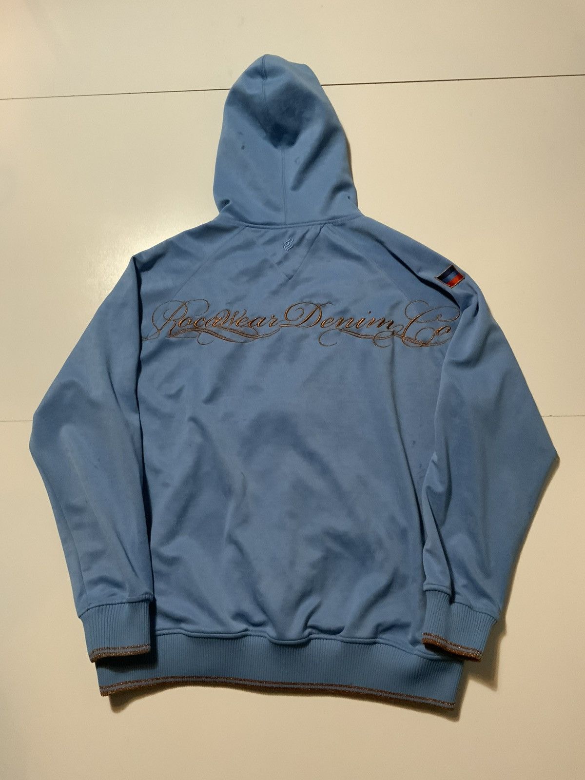 Rocawear × Vintage Vintage Y2K 2000s Rocawear Denim Flight Wings Zip Hoodie Size US XL / EU 56 / 4 - 2 Thumbnail