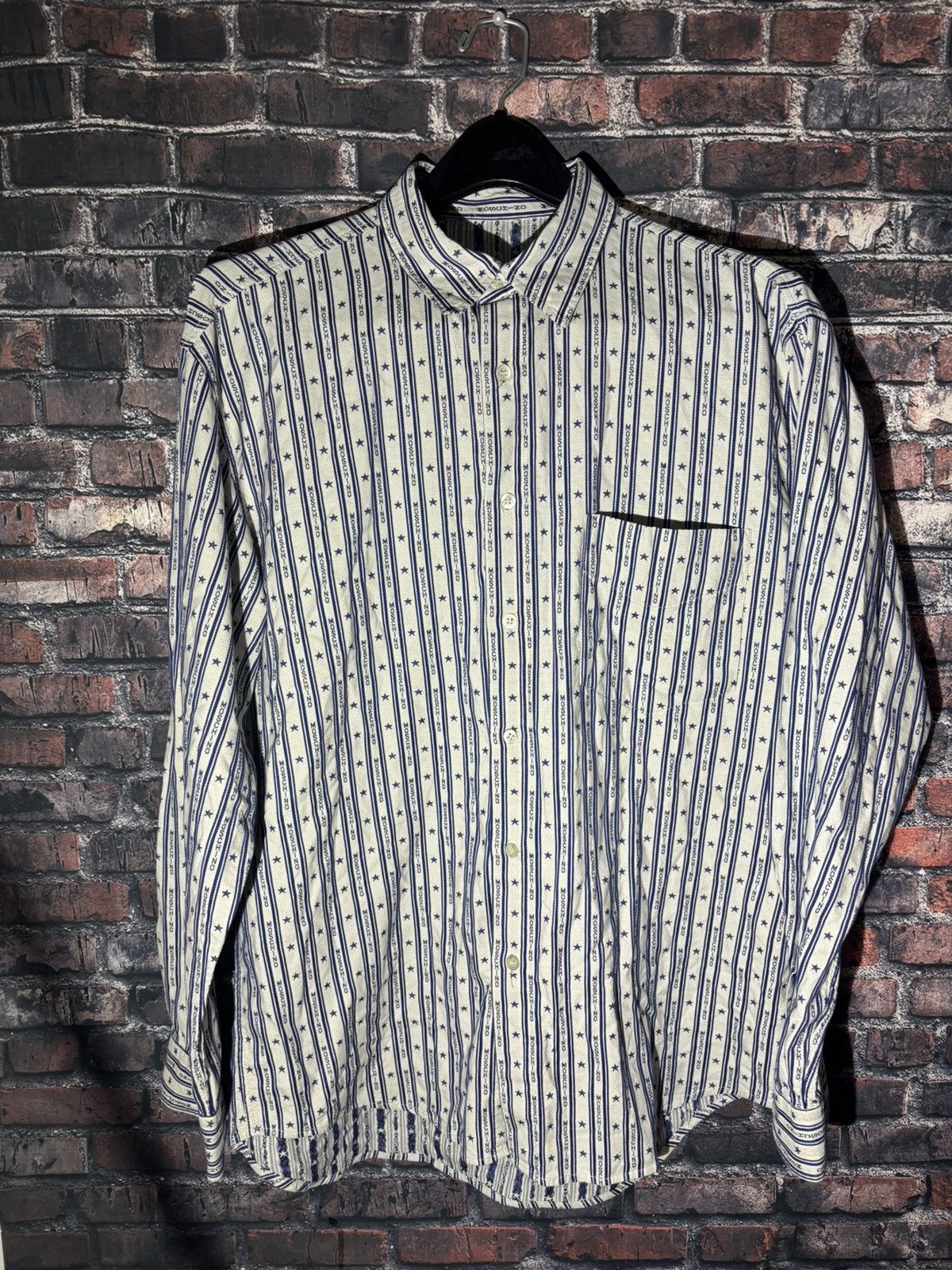 Moschino Vintage Moschino Jeans Logo Star Stripe Button-Up Shirt XL Size US XL / EU 56 / 4 - 2 Thumbnail