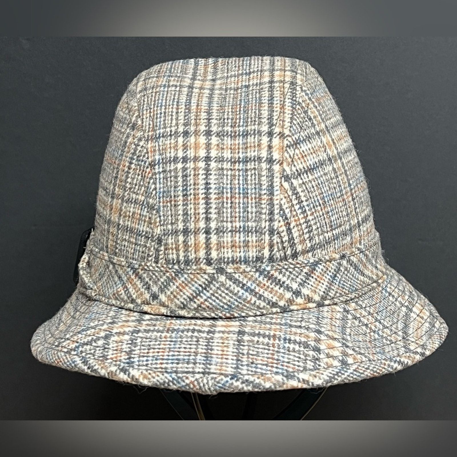 Pendleton 60s 70s Pendleton Houndstooth Plaid Fedora Hat 7 1/8 USA Size ONE SIZE - 3 Thumbnail