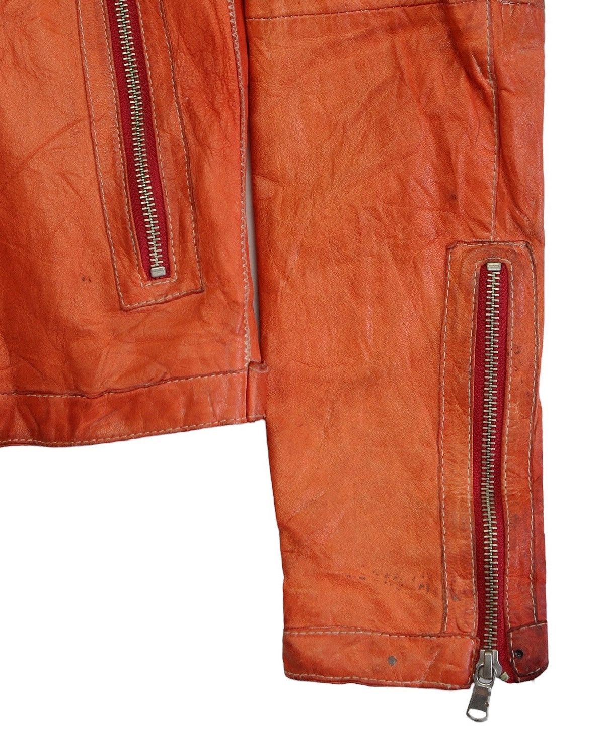 Vintage 2000S LENOTCH ORANGE LAMBSKINS LEATHER BIKER JACKET Size US M / EU 48-50 / 2 - 6 Thumbnail