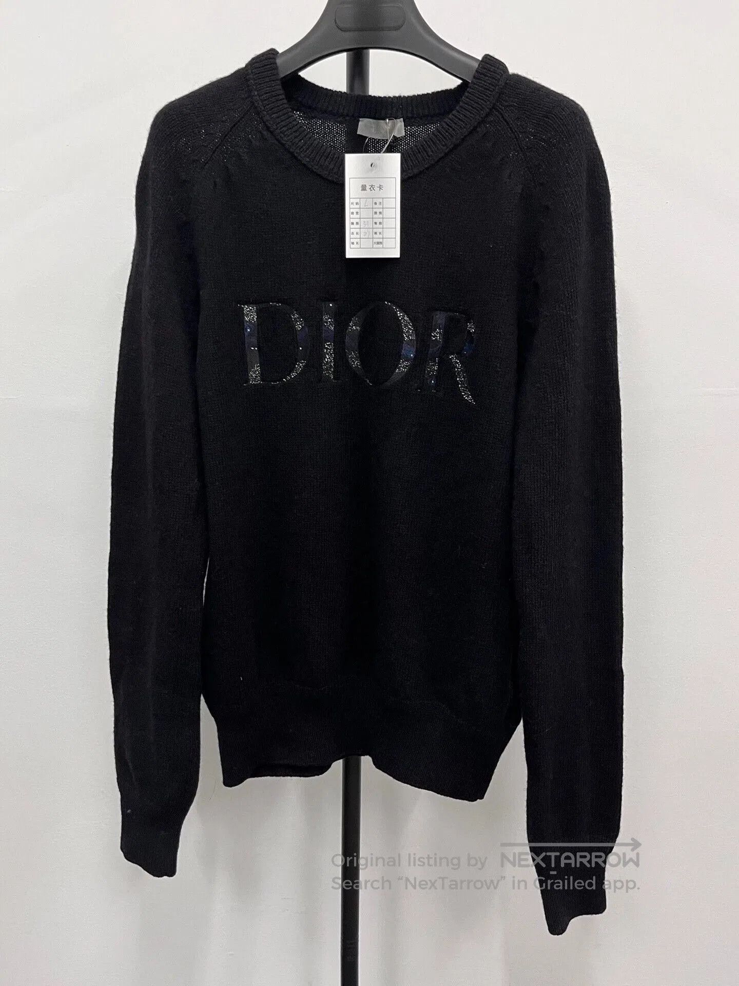 Dior black logo embroidered crew neck sweater. Size US M / EU 48-50 / 2 - 1 Thumbnail