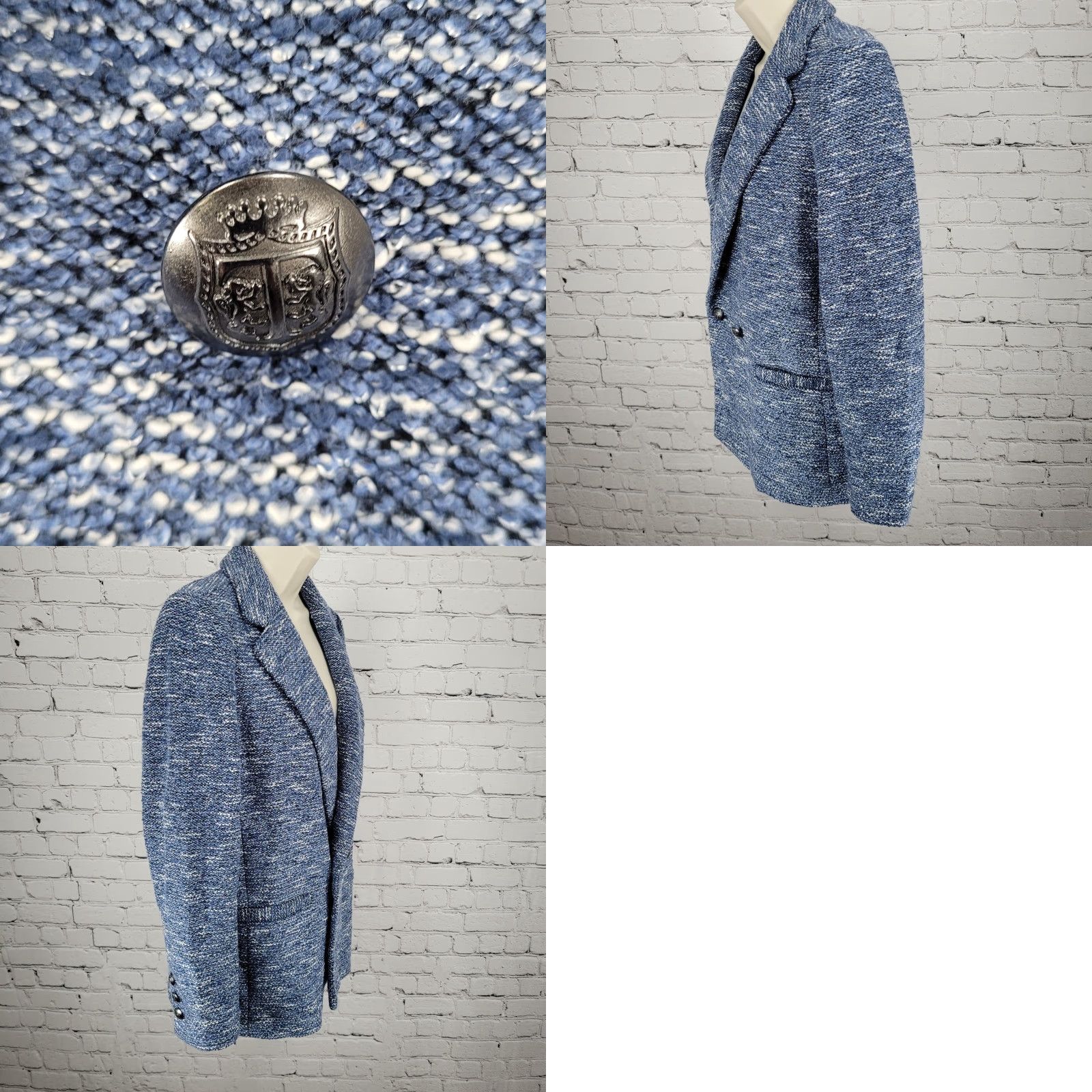 Talbots Talbots Blue Textured Double Breasted Button Notch Blazer Suit Jacket Petite 8P Women Size M / US 6-8 / IT 42-44 - 9 Thumbnail