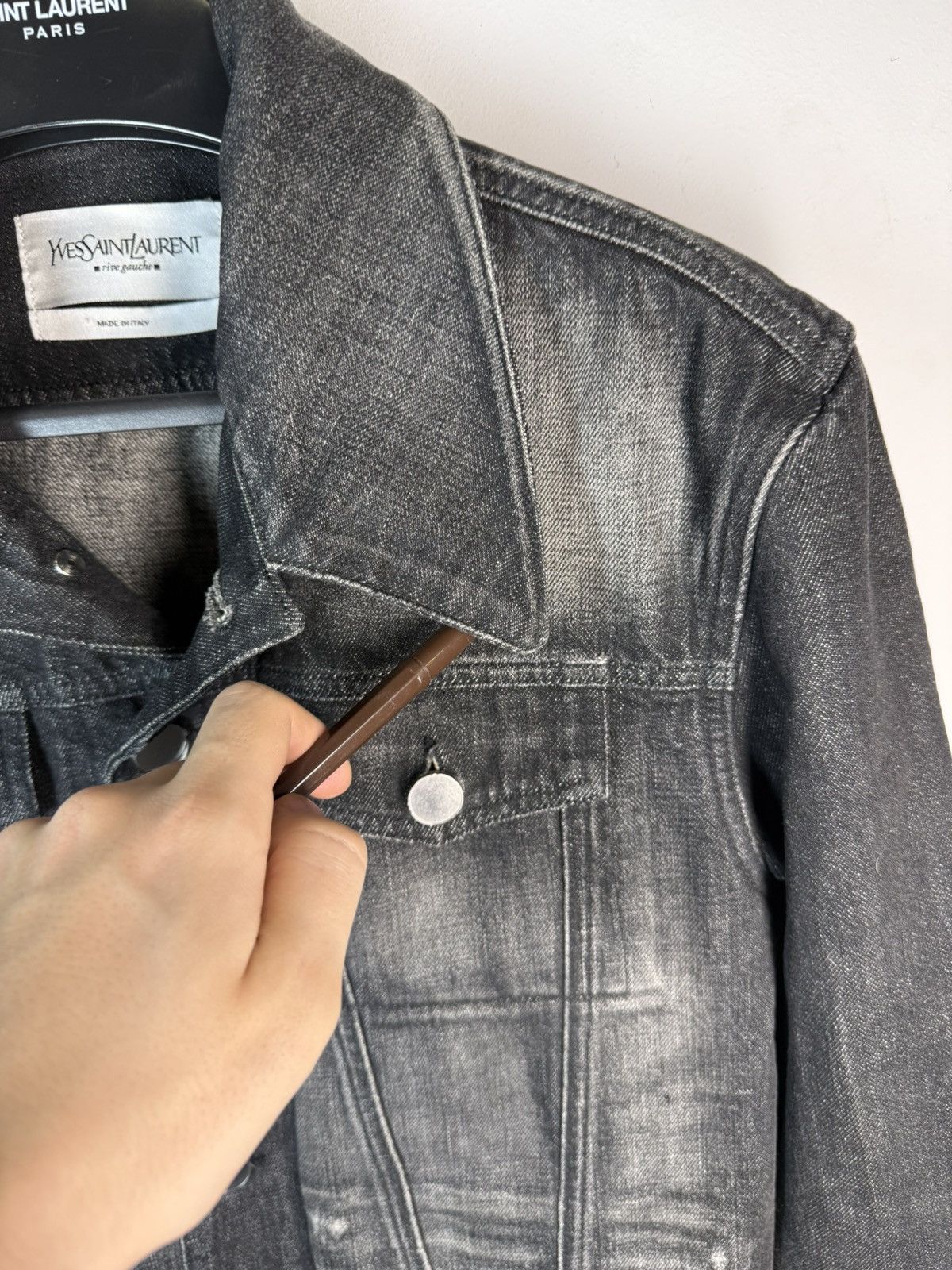 Yves Saint Laurent Tom Ford YSL Denim Jacket Black Italy Size US M / EU 48-50 / 2 - 22 Thumbnail