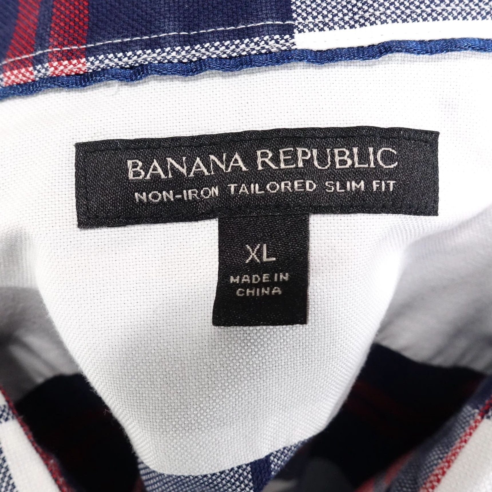 Banana Republic BANANA REPUBLIC Non-Iron Plaid Dress Shirt Mens XL Blue Gray Red Tailored Slim Fit Size US XL / EU 56 / 4 - 6 Thumbnail
