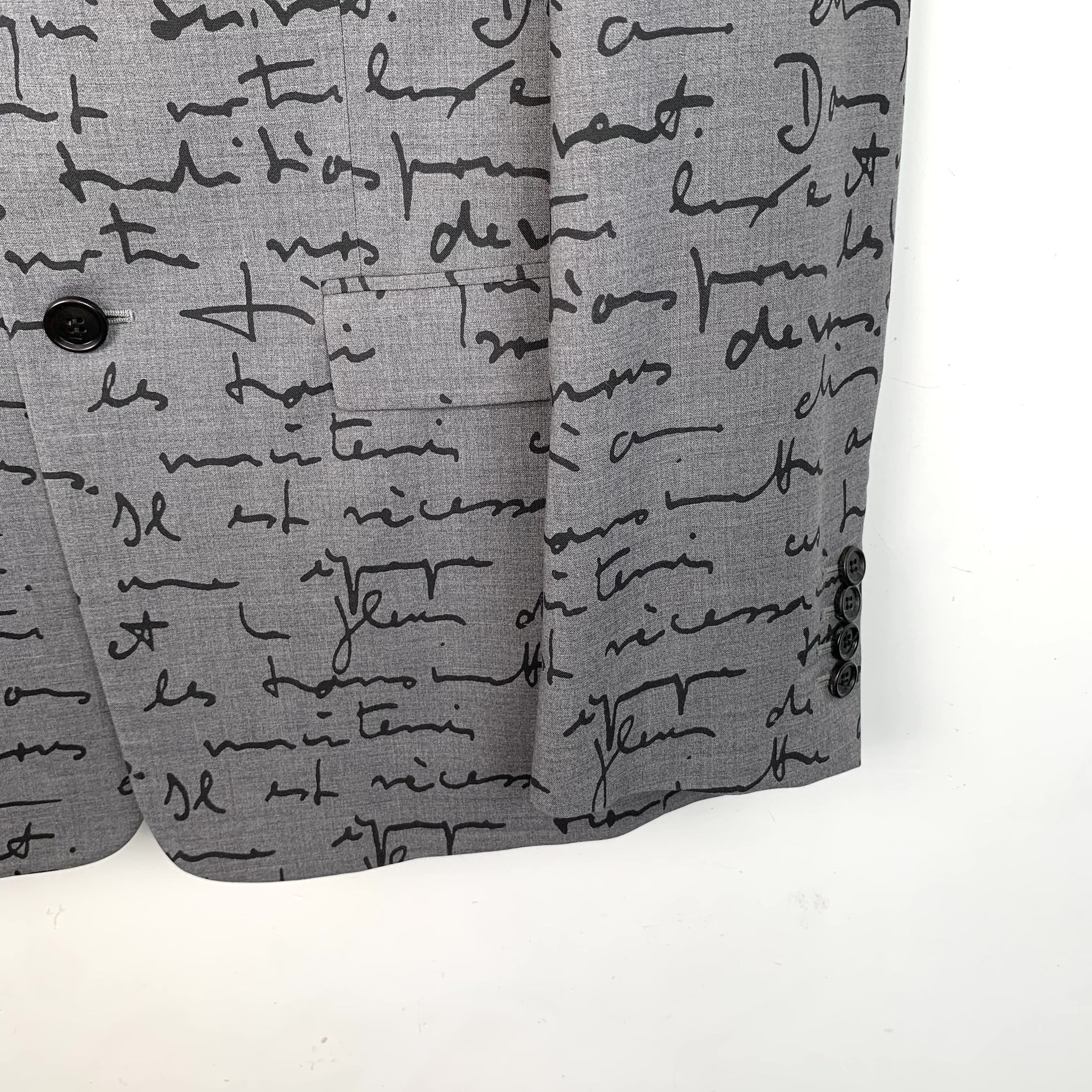 Dior Dior Grey Script Logo Wool V-Neck Blazer Jacket (Size S) Size 46R - 5 Thumbnail