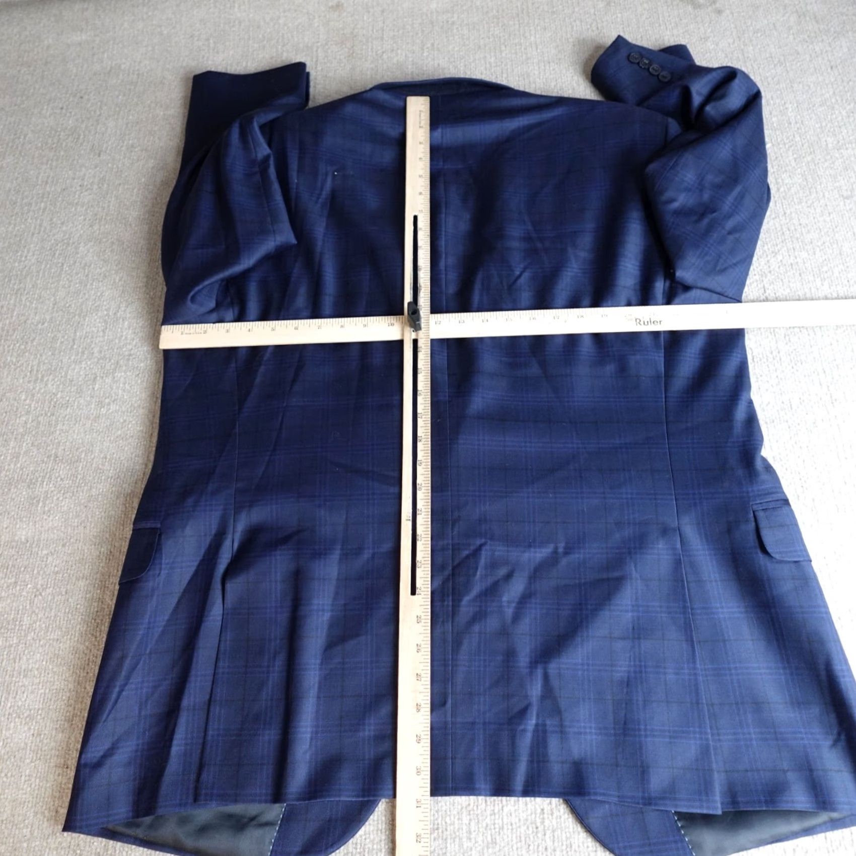 Peter Millar Peter Millar Blazer 48R Blue Plaid Wool Canada Regular Notch Front Two-Button Single-Breasted Mens Vintage: No Size 48R - 5 Thumbnail