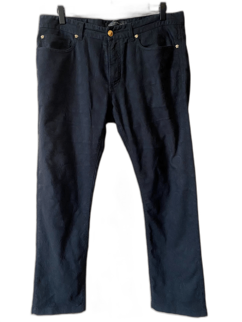 Versace Versace Men's Denim Pants with Embroidery Size US 35 - 1 Thumbnail