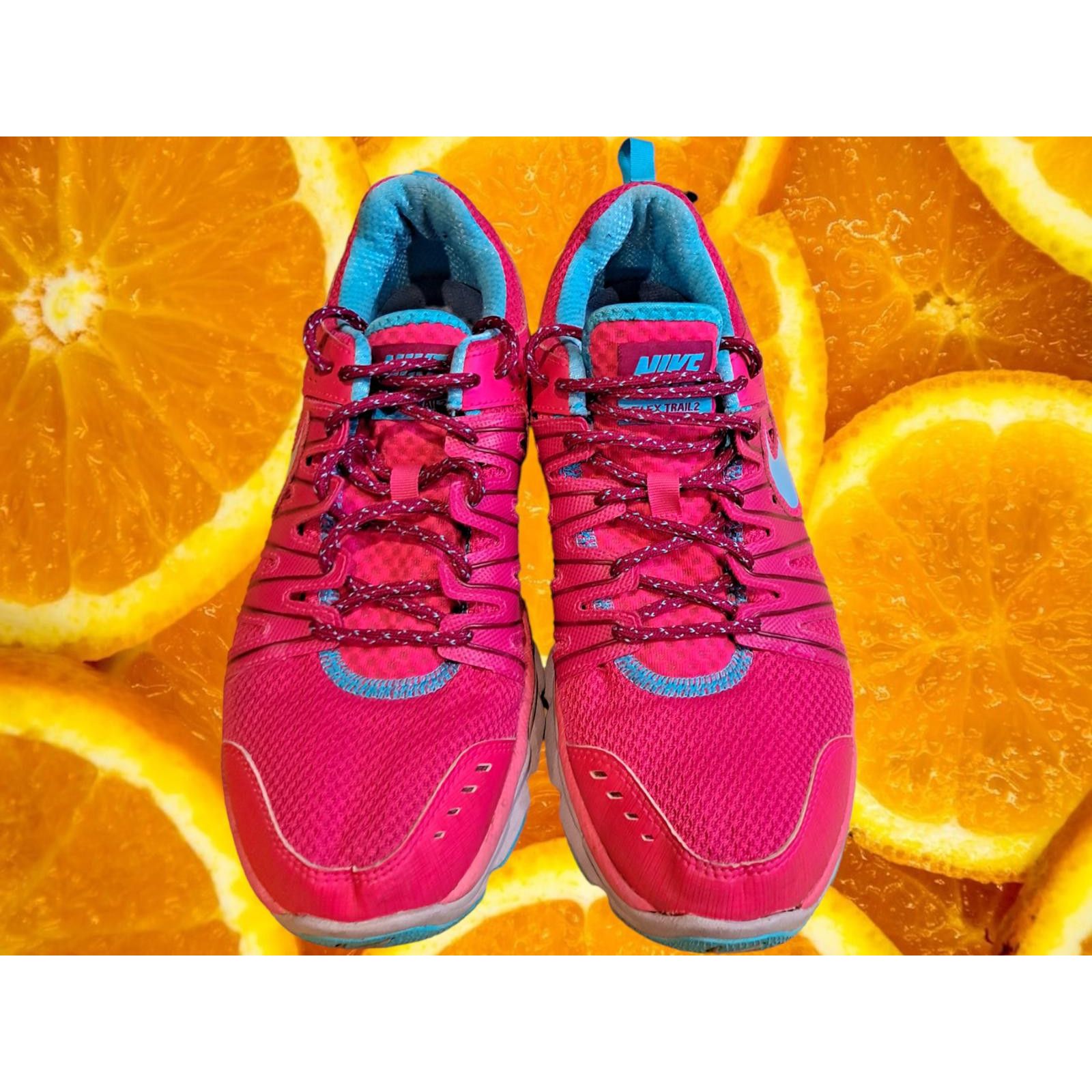 Nike Nike Flex Trail 2 Pink and Blue Woman's Running Shoes Size 1 Size ONE SIZE - 2 Thumbnail