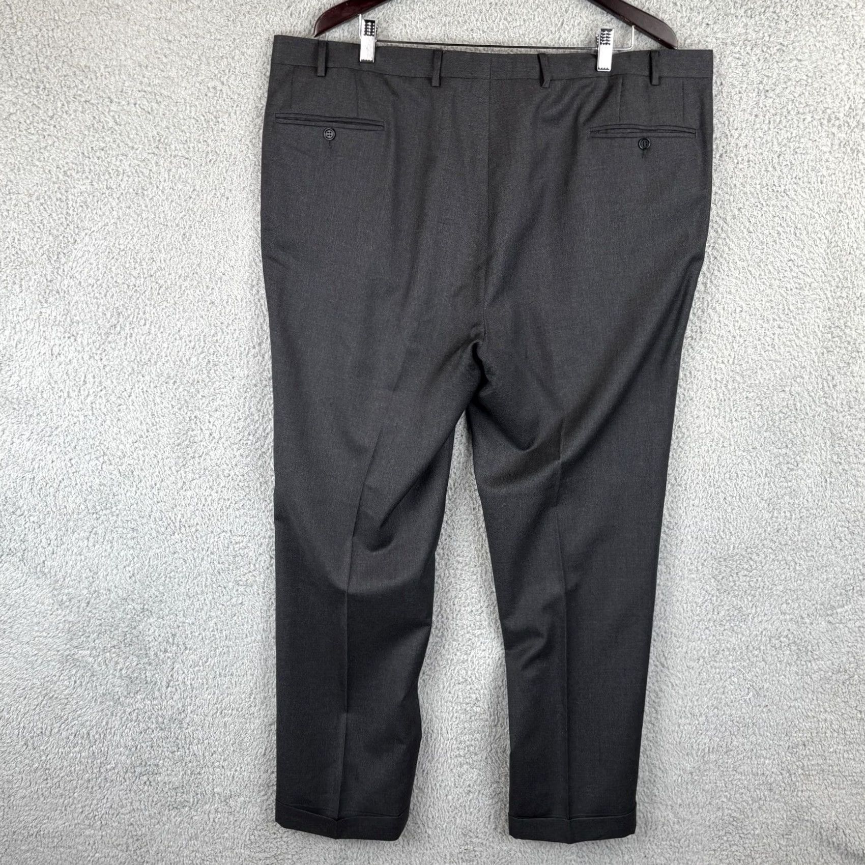 Canali Canali Dress Pants Mens 42x32 Charcoal Gray Pleated Front Cuffed Hem 100% Wool Dress Pants Mens 42 Gray Wool Classic Slim? Size US 42 / EU 58 - 3 Thumbnail
