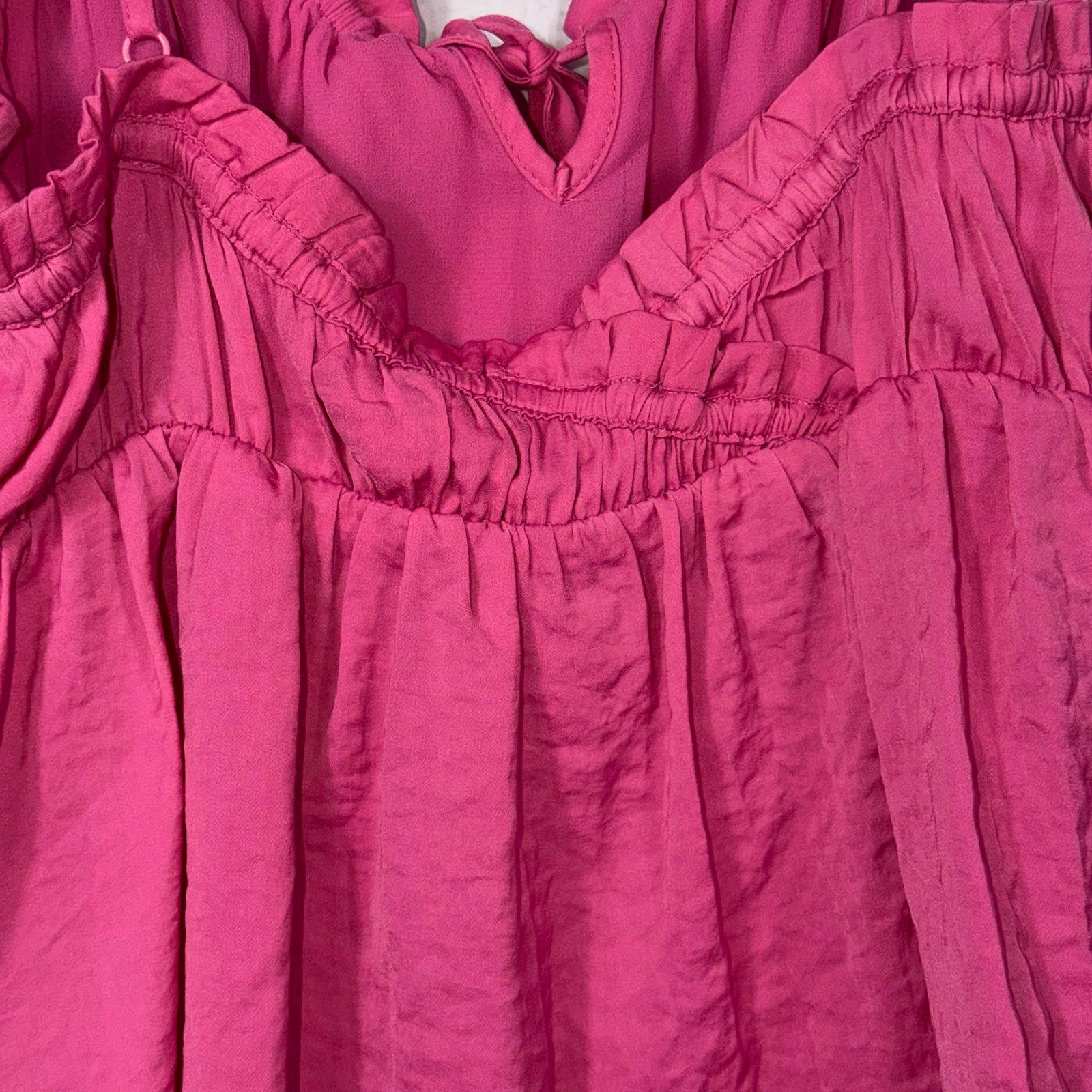 American Eagle Outfitters American Eagle Large Pink Ruffle Tank Top Size L / US 10 / IT 46 - 7 Thumbnail