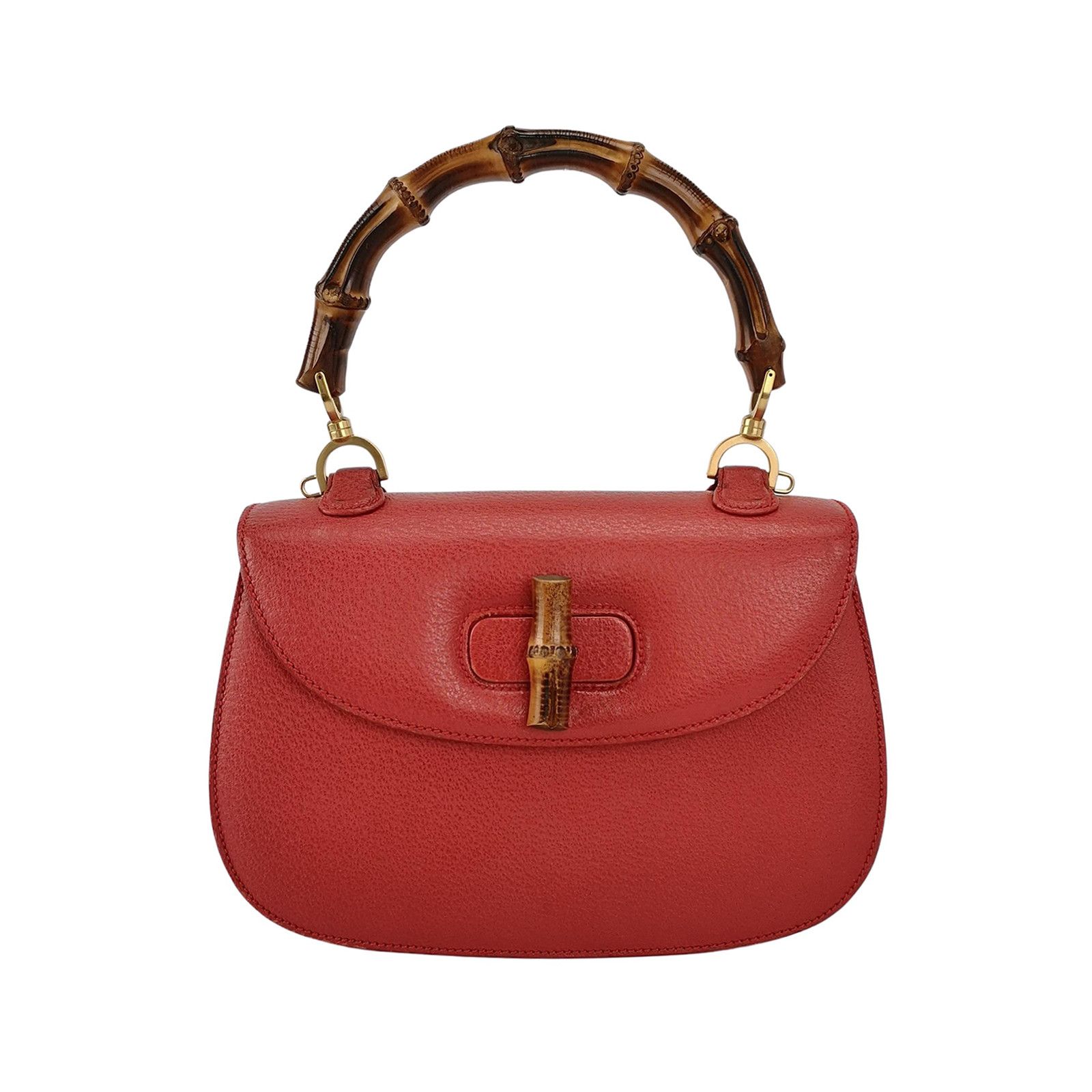 Gucci Gucci Red Leather Bamboo Handle Bag Size ONE SIZE - 1 Thumbnail