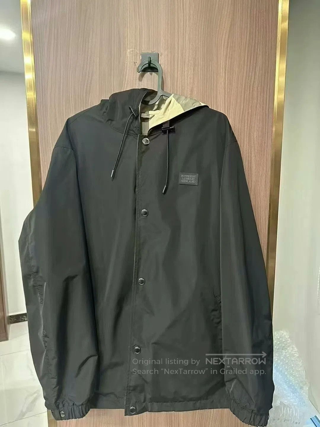 burberry reversible check hooded jacket.