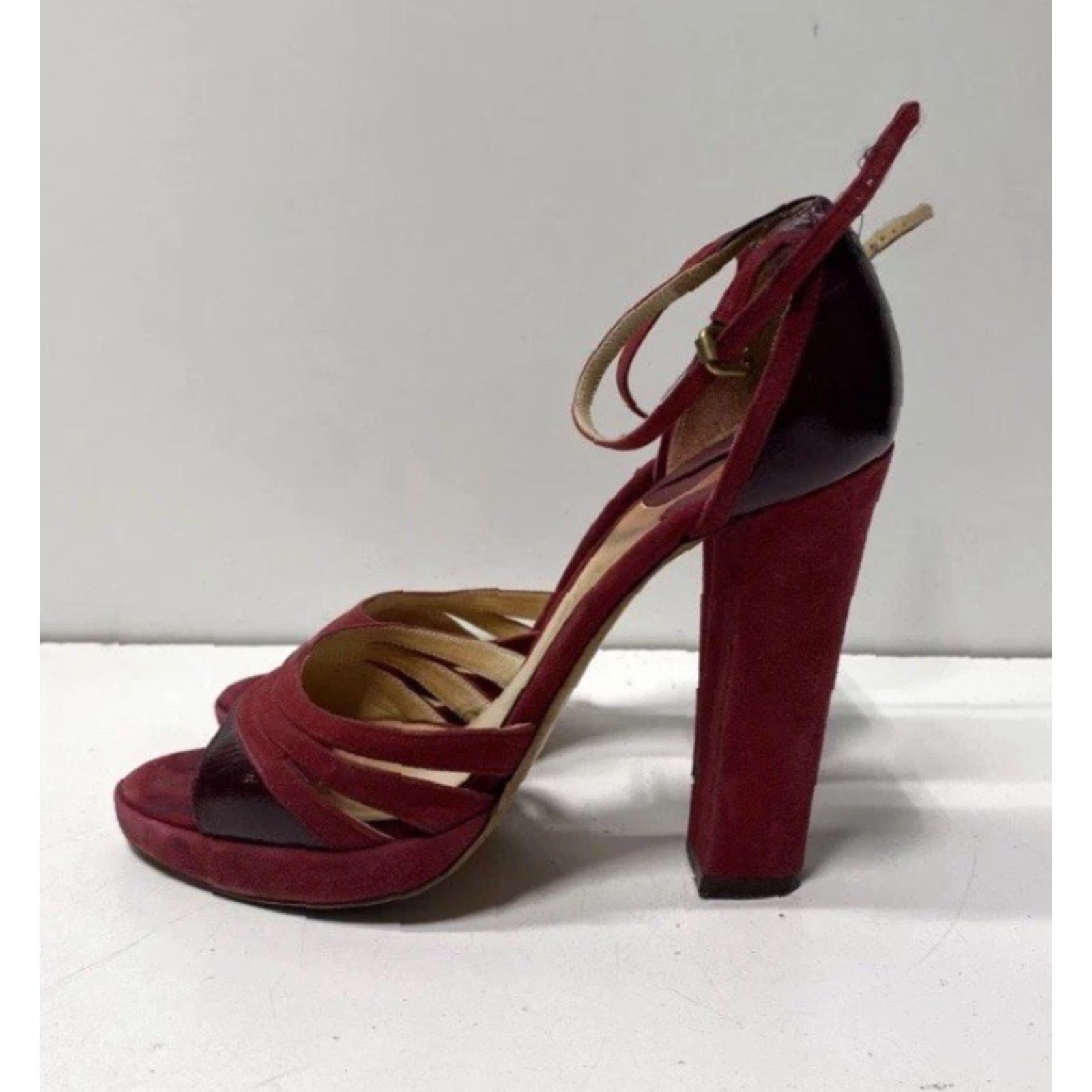Vintage Chloé Women Red Suede Pump Heels Strap MadeInItaly Size 6.5 EU37 Shoes Womens Pumps Size US 7 / IT 37 - 4 Thumbnail