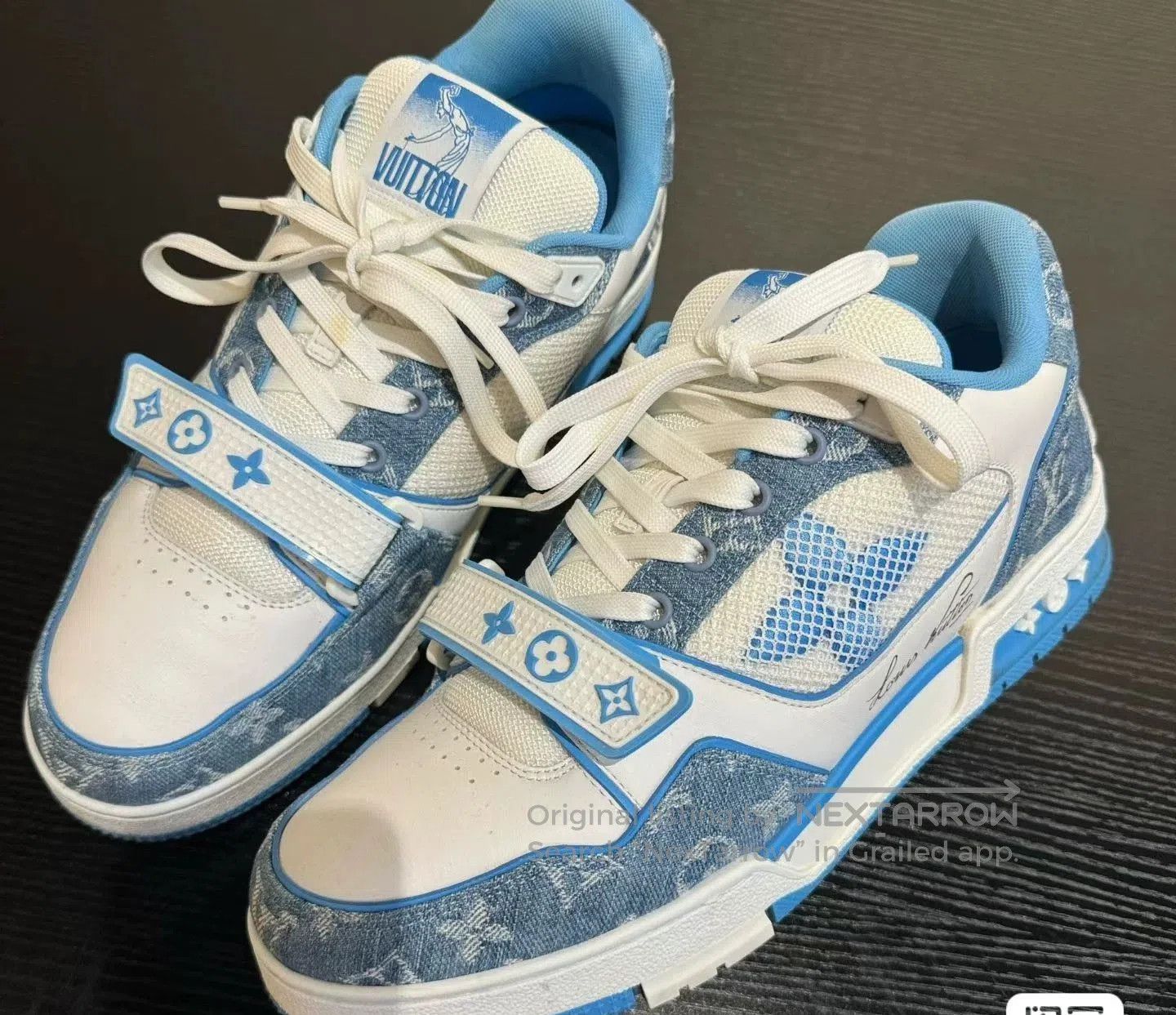Louis Vuitton Louis Vuitton Trainer Blue and White Low. Size US 8.5 / EU 41-42 - 2 Thumbnail