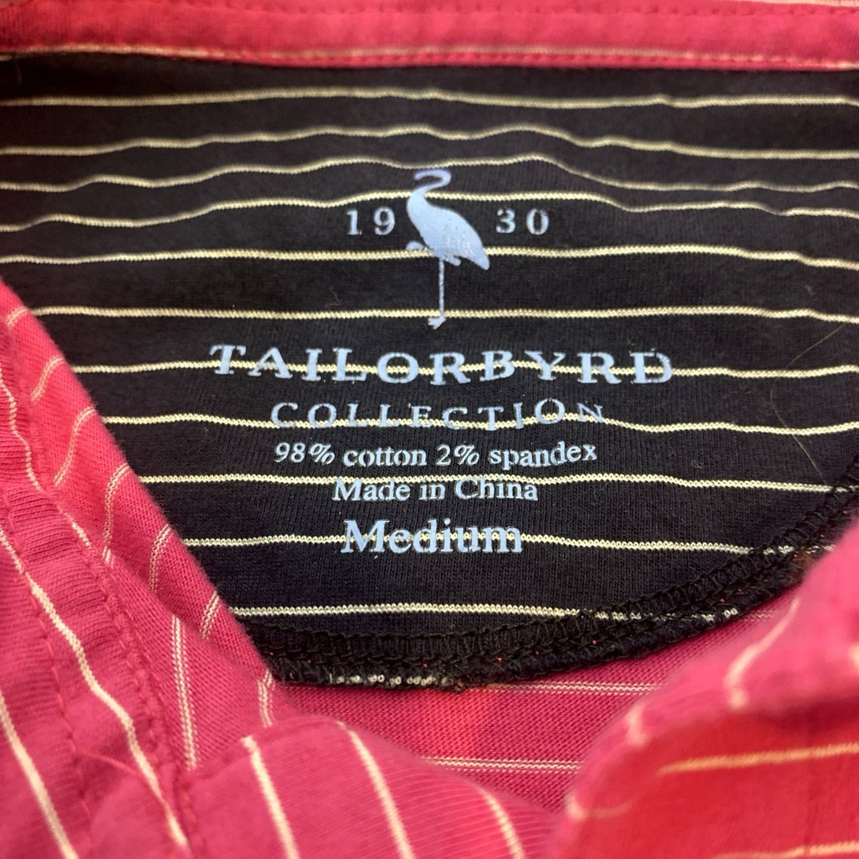 Tailorbyrd TAILORBYRD Polo Shirt Mens Medium Pink Striped Performance Stretch Logo Polo Size US M / EU 48-50 / 2 - 4 Thumbnail