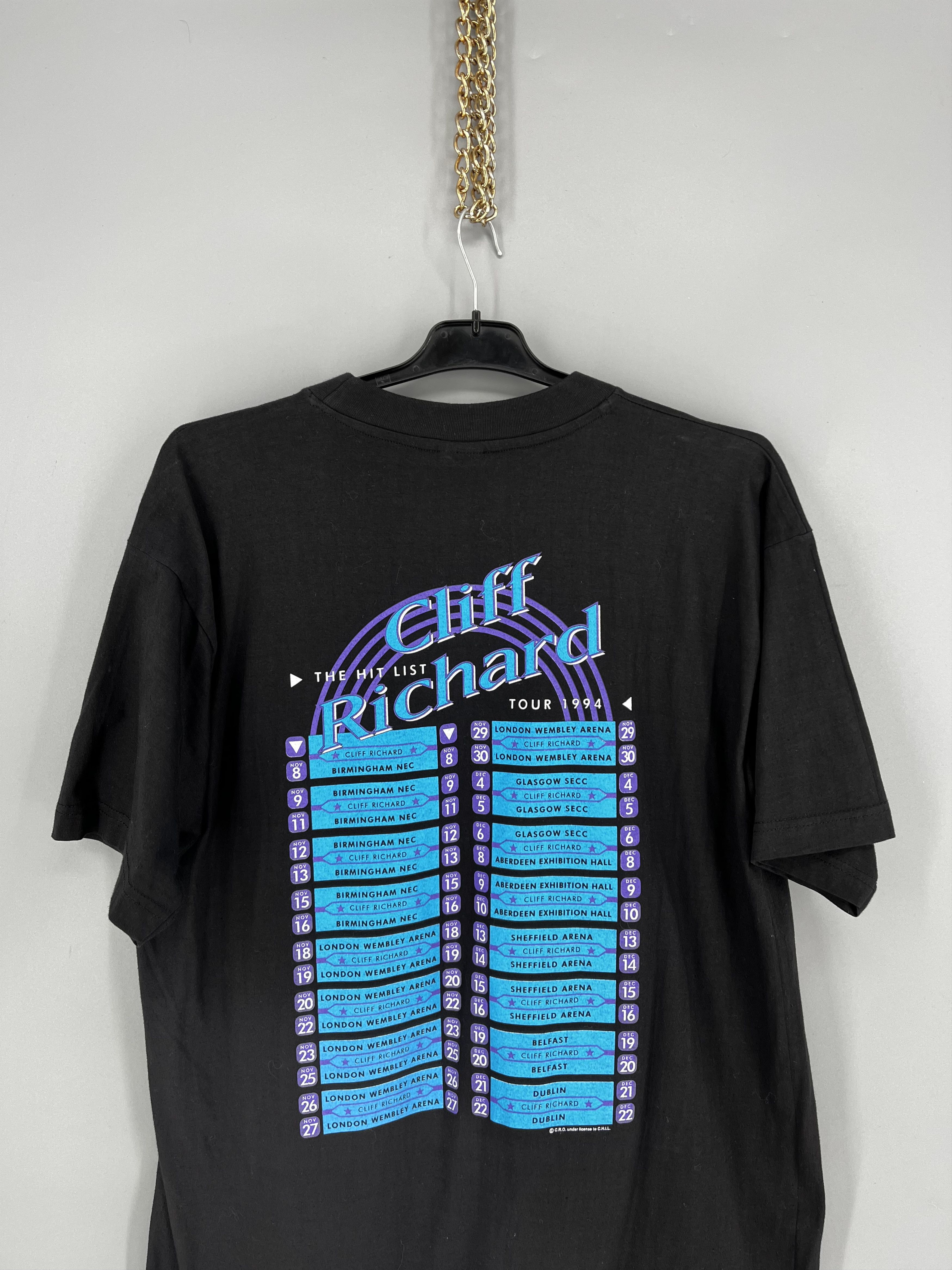 Band Tees Cliff Richard Tour 1994 Hit List Graphic Print Black Mens Size US L / EU 52-54 / 3 - 9 Thumbnail