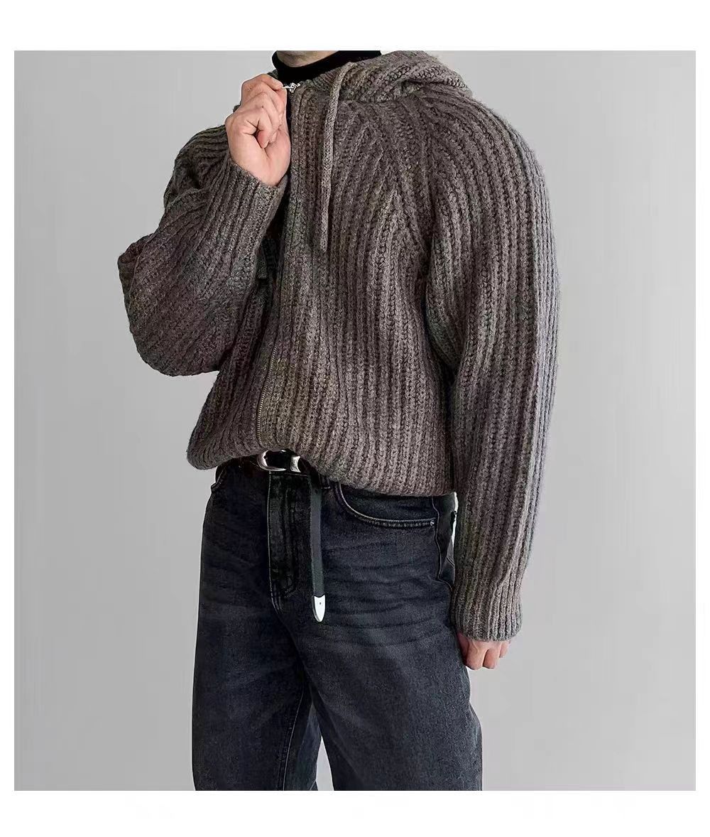Japanese Brand Vintage Knit Thick Sweater Brown L Hooded Jacket Coat Size US L / EU 52-54 / 3 - 1 Thumbnail