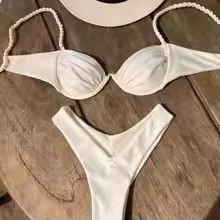 Vintage White Pearl Strap Bikini Set Size M / US 6-8 / IT 42-44 - 1 Thumbnail