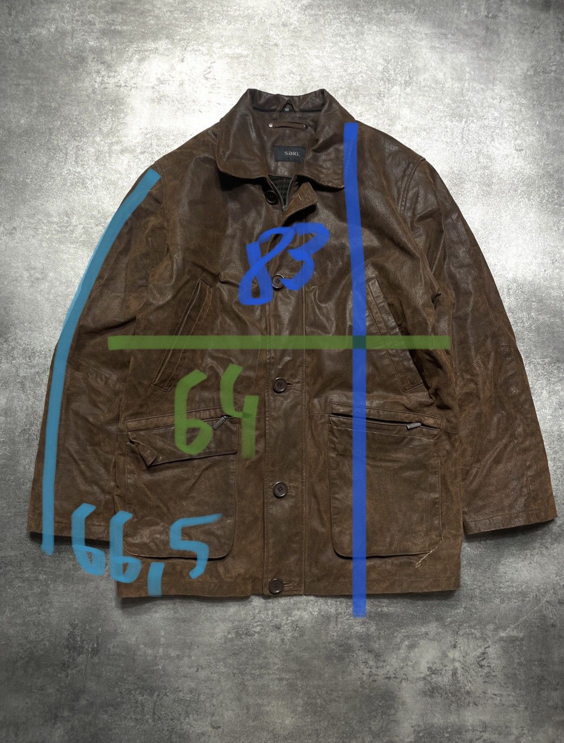 Vintage RARE🔥Vintage Y2K Real Genuine Leather Jacket Sakl Solid Size 3XL / US 20-22 - 11 Thumbnail