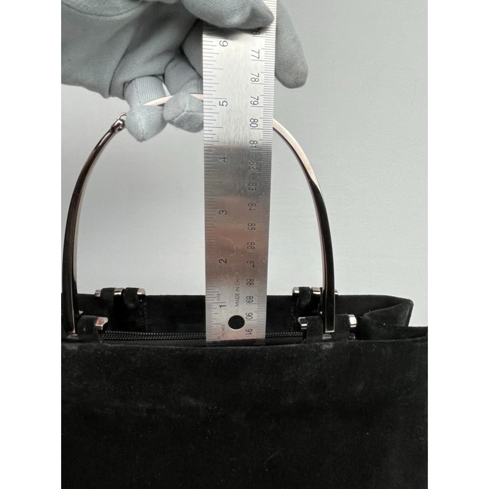 Gucci Gucci Black Suede Silver-Tone Handle Bag Vintage Size ONE SIZE - 19 Thumbnail