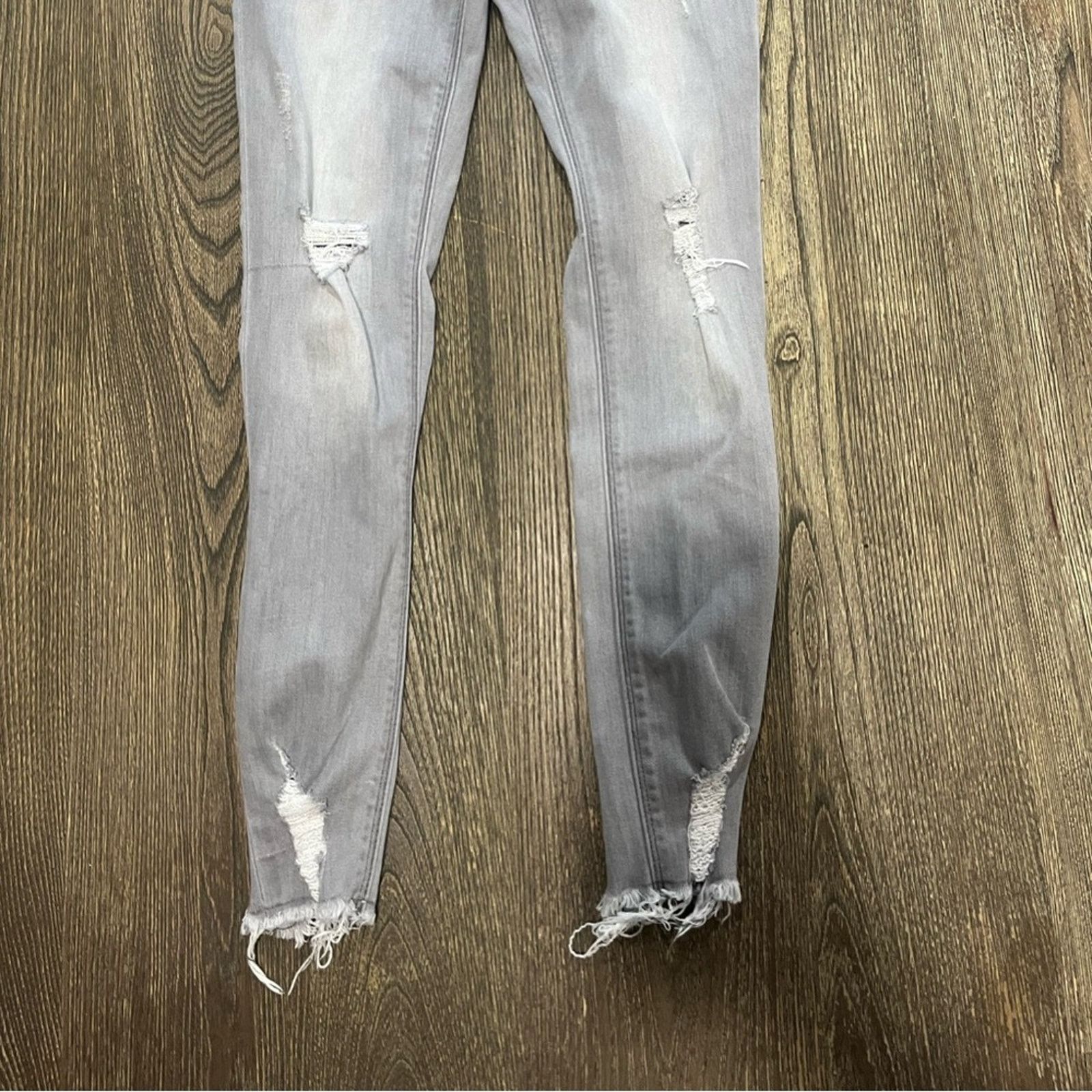 Express Express Ankle Legging Jeans Stretch Denim Raw Hem Grey 4L Size 27" / US 4 / IT 40 - 2 Thumbnail