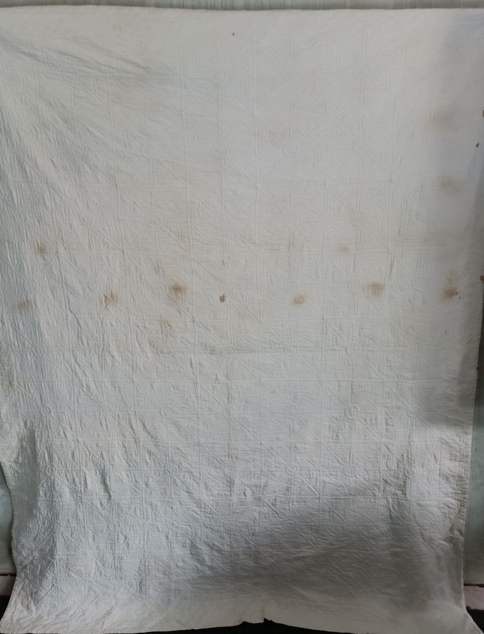 Vintage Early 40s Antique Flower Hand Stitch Patch Double Quilt. Size L / US 10 / IT 46 - 9 Thumbnail