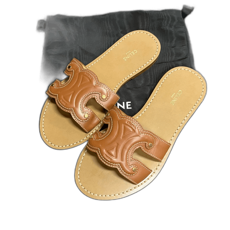 Celine Brown Slip-On Flat Sandals