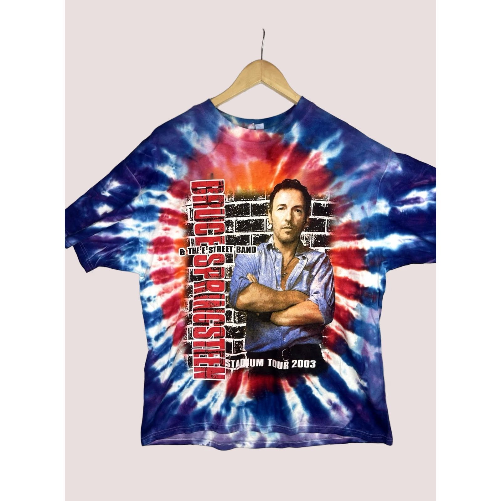 Delta VINTAGE Bruce Springsteen Shirt Mens XL Rock Band Tour Tie Dye Y2K Blue Cotton Graphic Print T-Shirt MS XL Men Band Music 2000s Theme Mens Size US XL / EU 56 / 4 - 1 Thumbnail