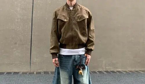 VIBE Stylish Brown Bomber Jacket Size US L / EU 52-54 / 3 - 2 Thumbnail