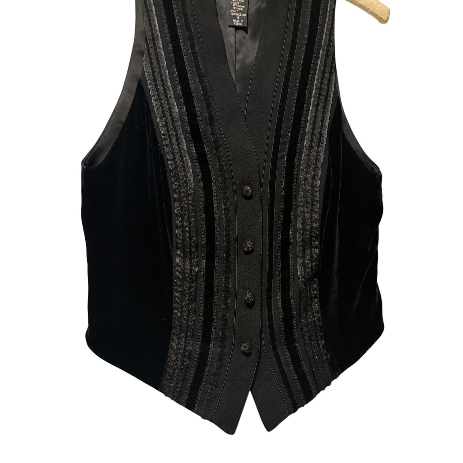 Ellen Tracy Ellen Tracy Vintage Black Velvet Tux Vest Lined 100% Wool Size S / US 4 / IT 40 - 3 Thumbnail